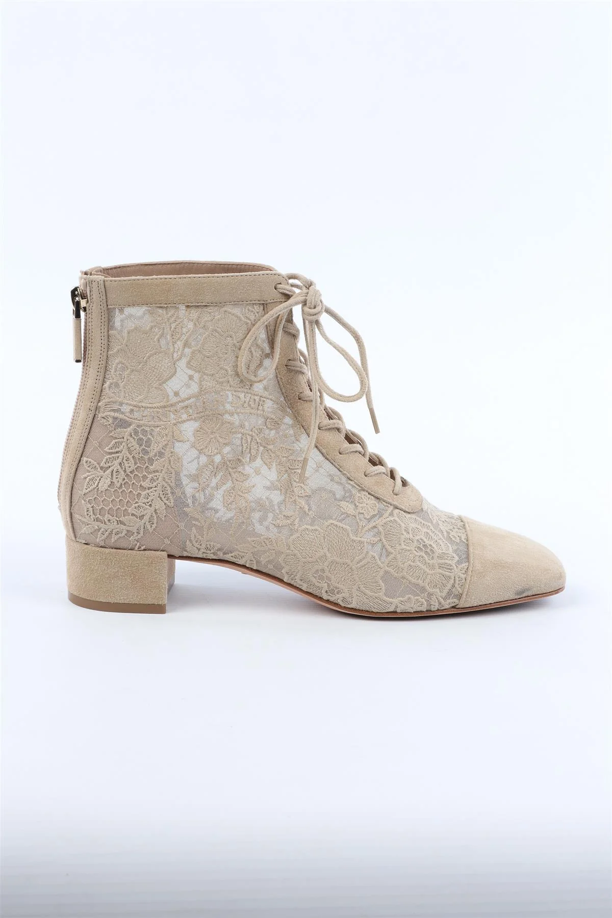 CHRISTIAN DIOR BEIGE NAUGHTILY-D SUEDE ANKLE BOOTS EU 38 UK 5 US 8 - Image 2