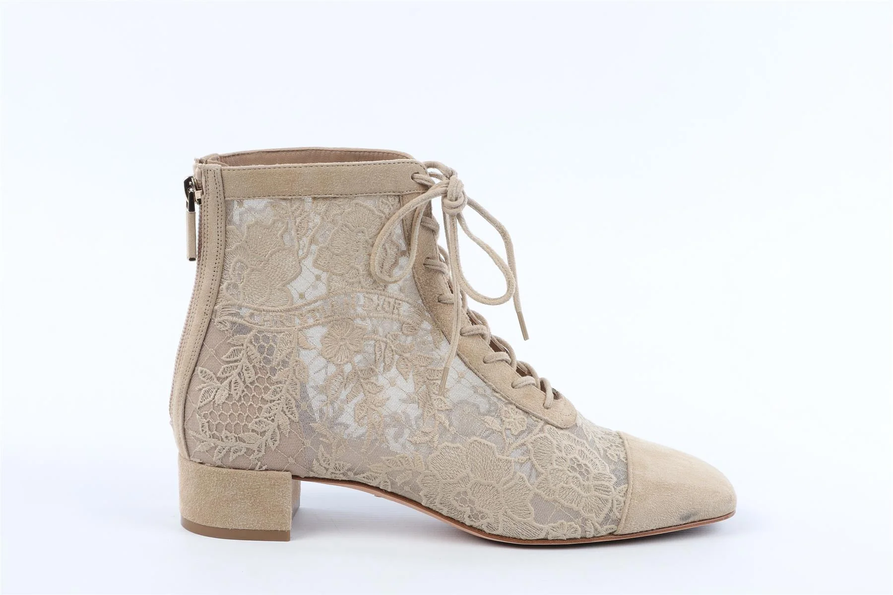 CHRISTIAN DIOR BEIGE NAUGHTILY-D SUEDE ANKLE BOOTS EU 38 UK 5 US 8 - Image 4