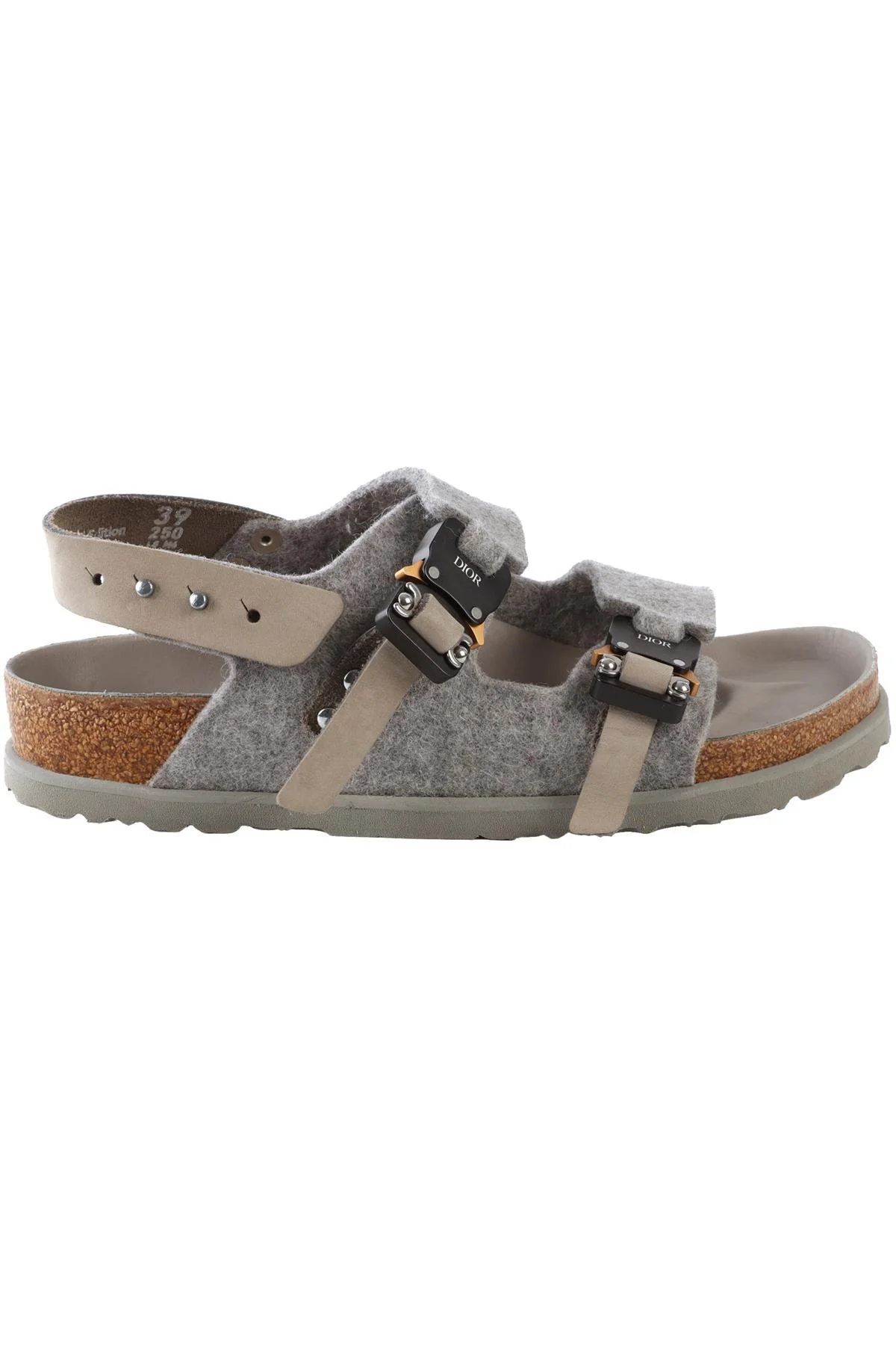 CHRISTIAN DIOR + BIRKENSTOCK GREY MILANO FELT SANDALS EU 39 UK 6 US 9