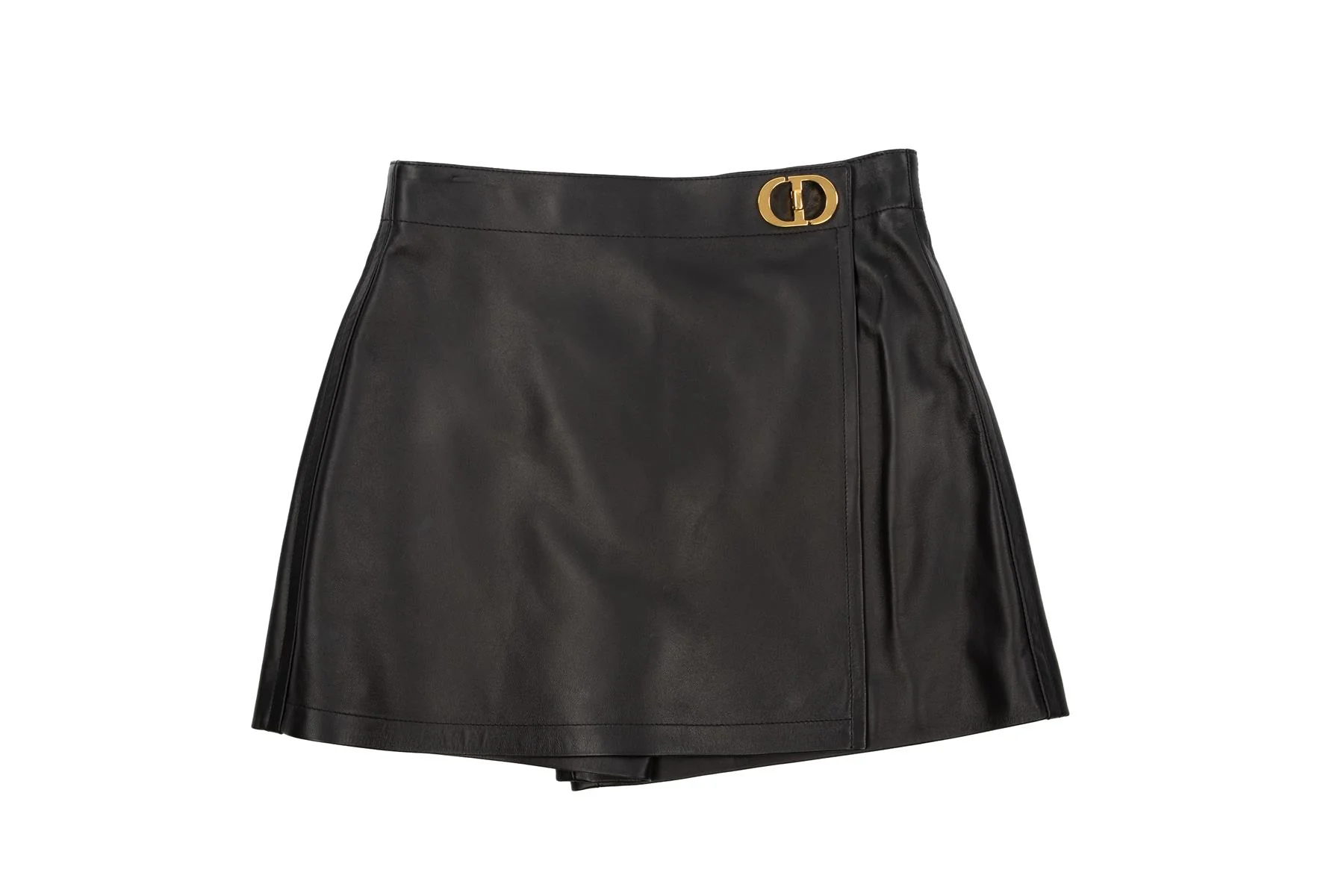 CHRISTIAN DIOR BLACK CD LEATHER MINI SKORT FR 38 UK 10 - Image 2