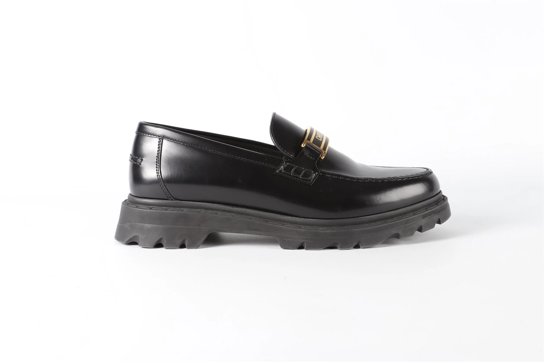 CHRISTIAN DIOR BLACK CODE LEATHER LOAFERS EU 38.5 UK 5.5 US 8.5 - Image 2