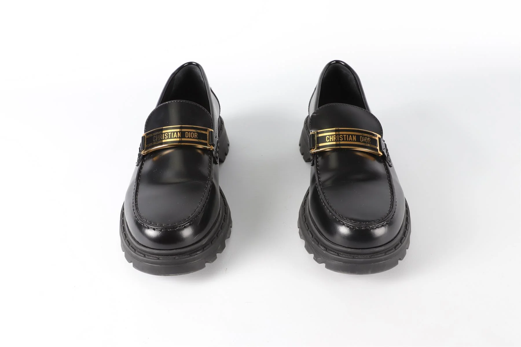 CHRISTIAN DIOR BLACK CODE LEATHER LOAFERS EU 38.5 UK 5.5 US 8.5 - Image 3
