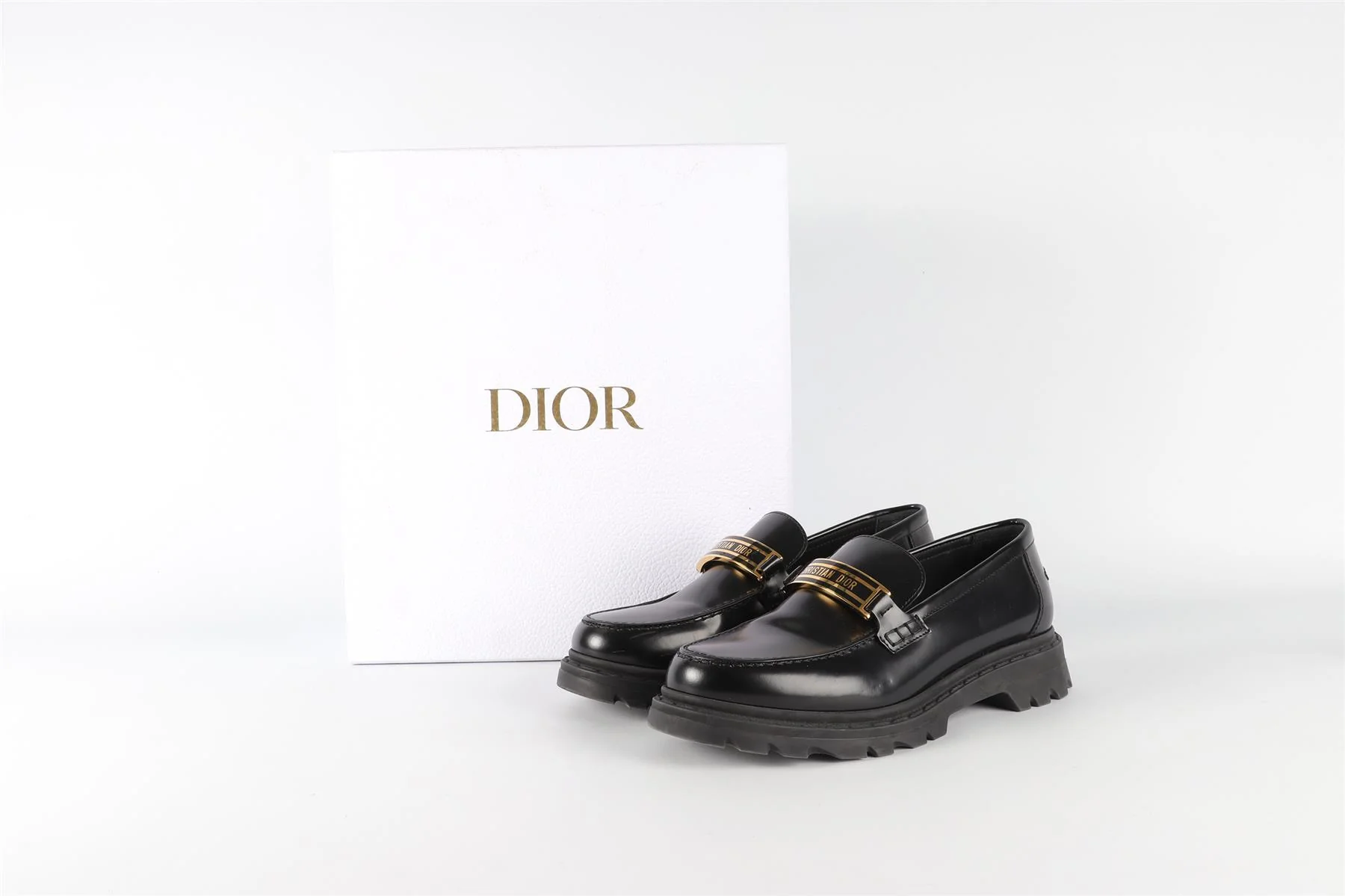 CHRISTIAN DIOR BLACK CODE LEATHER LOAFERS EU 38.5 UK 5.5 US 8.5 - Image 7