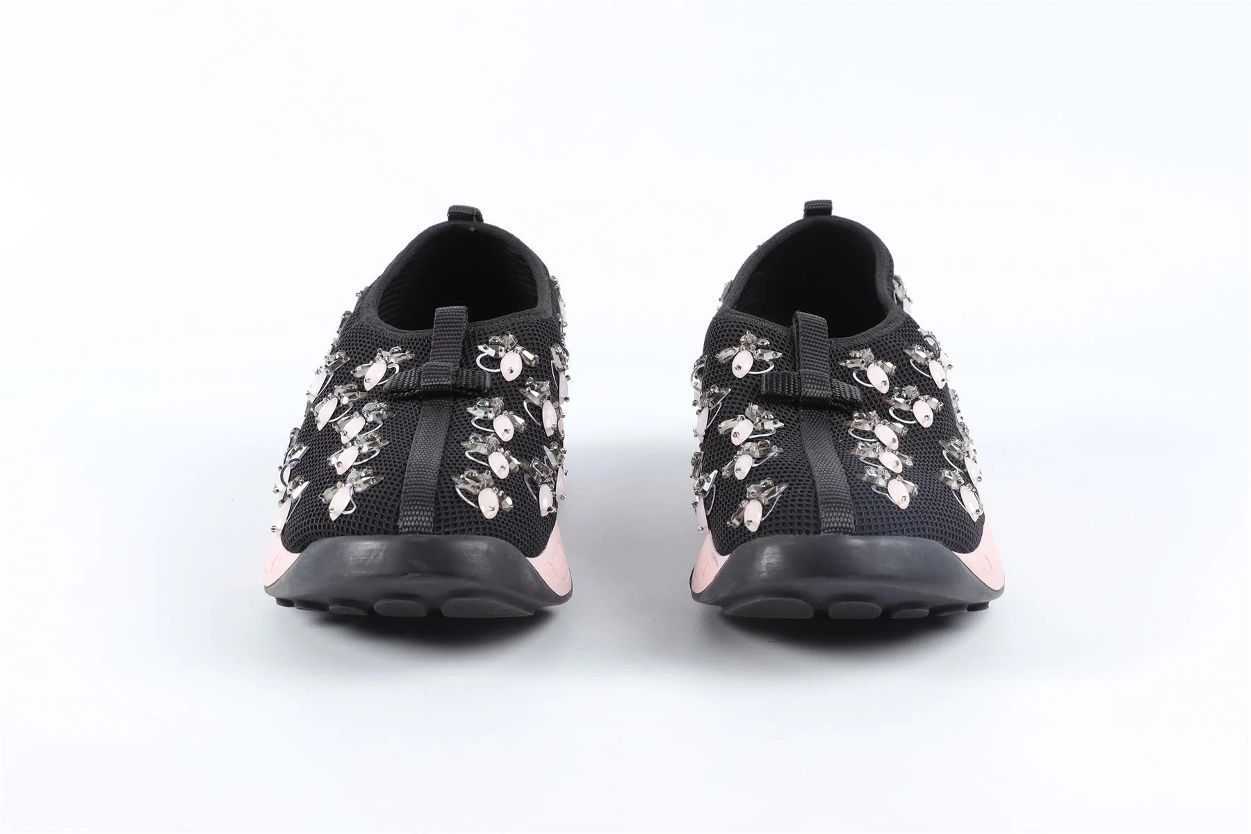 CHRISTIAN DIOR BLACK CRYSTAL AND MESH SNEAKERS EU 38 UK 5 US 8 - Image 3