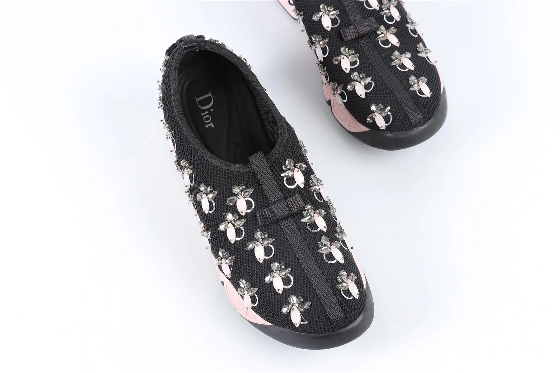 CHRISTIAN DIOR BLACK CRYSTAL AND MESH SNEAKERS EU 38 UK 5 US 8 - Image 4