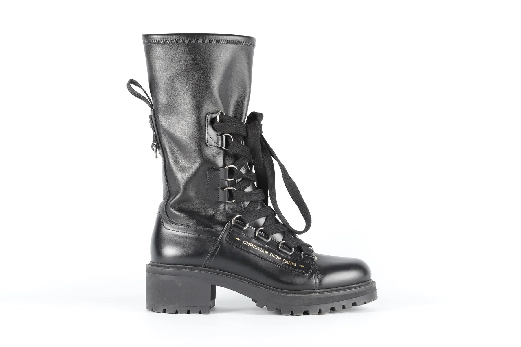 CHRISTIAN DIOR BLACK D-FIGHT LEATHER BOOTS EU 40 UK 7 US 10 - Image 2