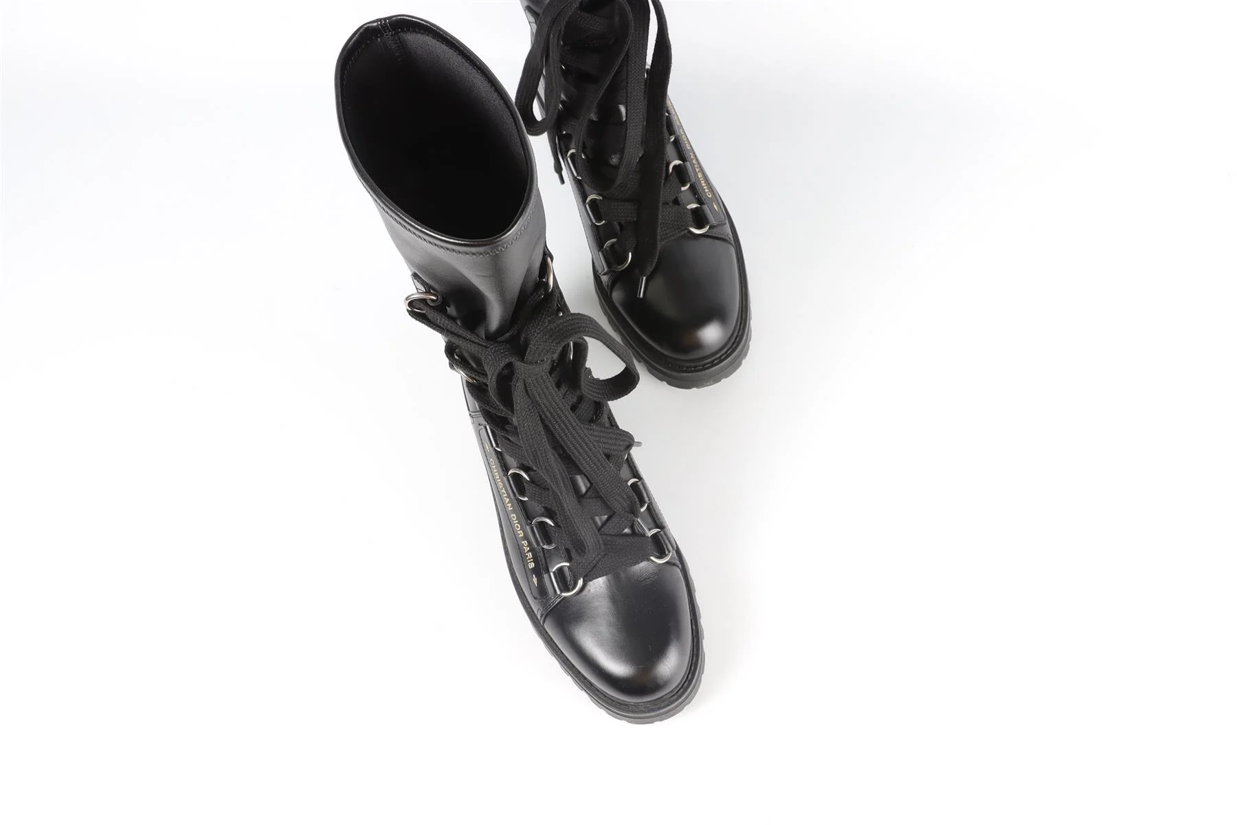 CHRISTIAN DIOR BLACK D-FIGHT LEATHER BOOTS EU 40 UK 7 US 10 - Image 4