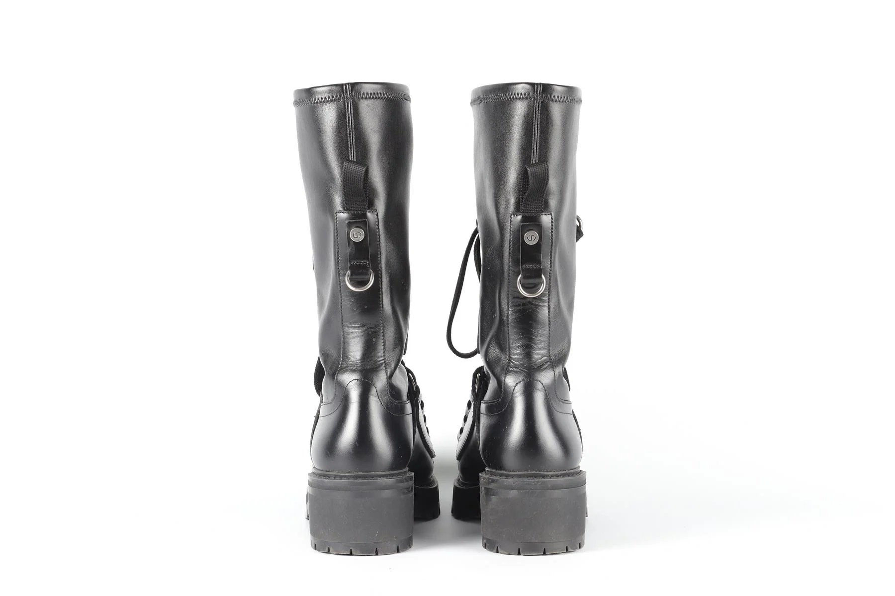 CHRISTIAN DIOR BLACK D-FIGHT LEATHER BOOTS EU 40 UK 7 US 10 - Image 5