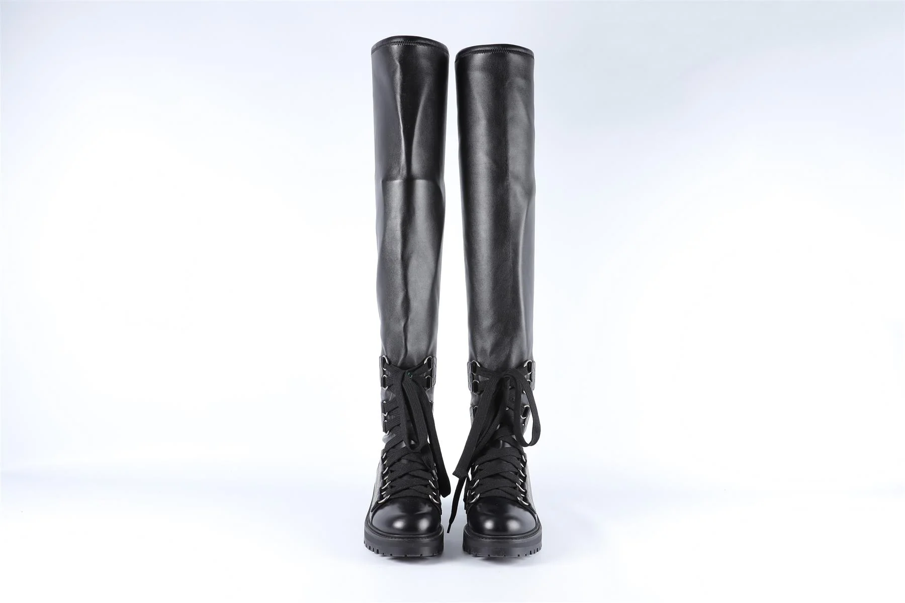CHRISTIAN DIOR BLACK D-FIGHT LEATHER OVER THE KNEE BOOTS EU 38 UK 5 US 8 - Image 3