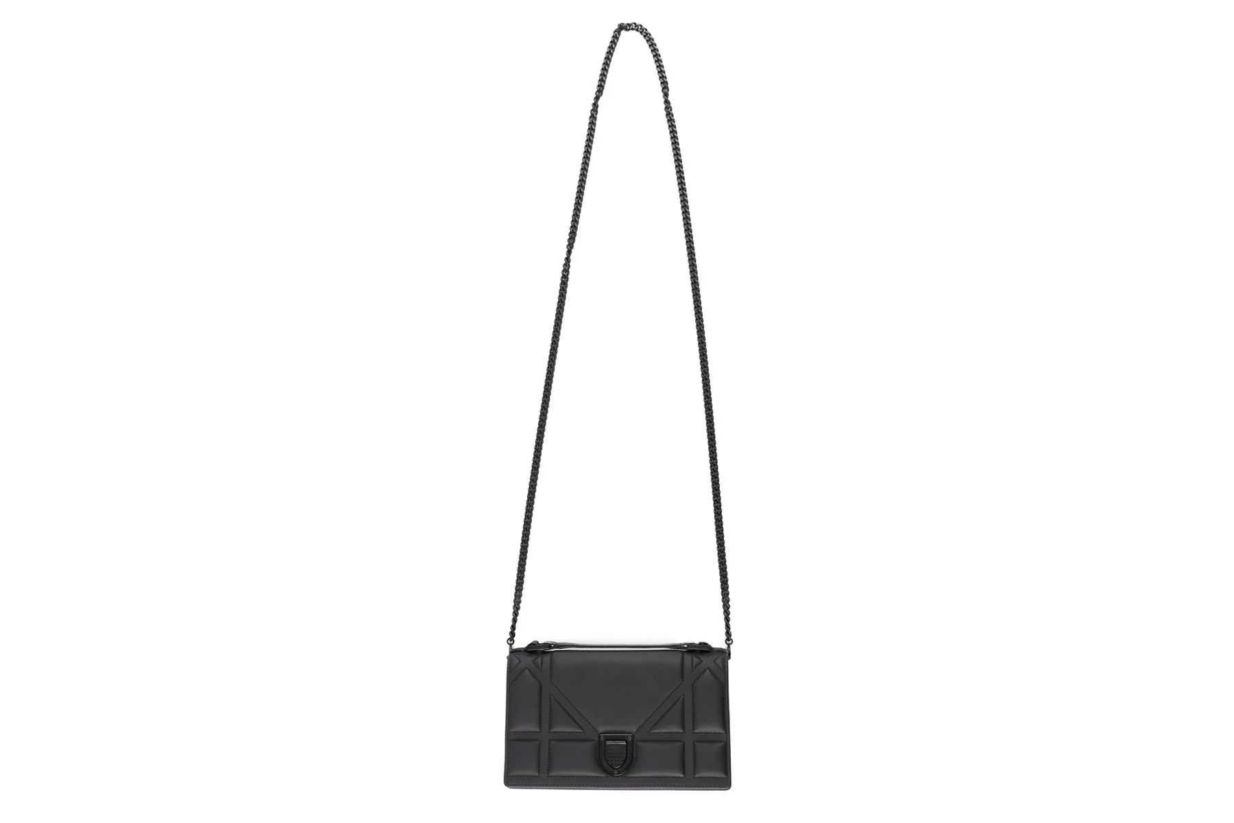 CHRISTIAN DIOR BLACK DIORAMA ULTRAMATTE LEATHER CLUTCH WITH CHAIN - Image 3