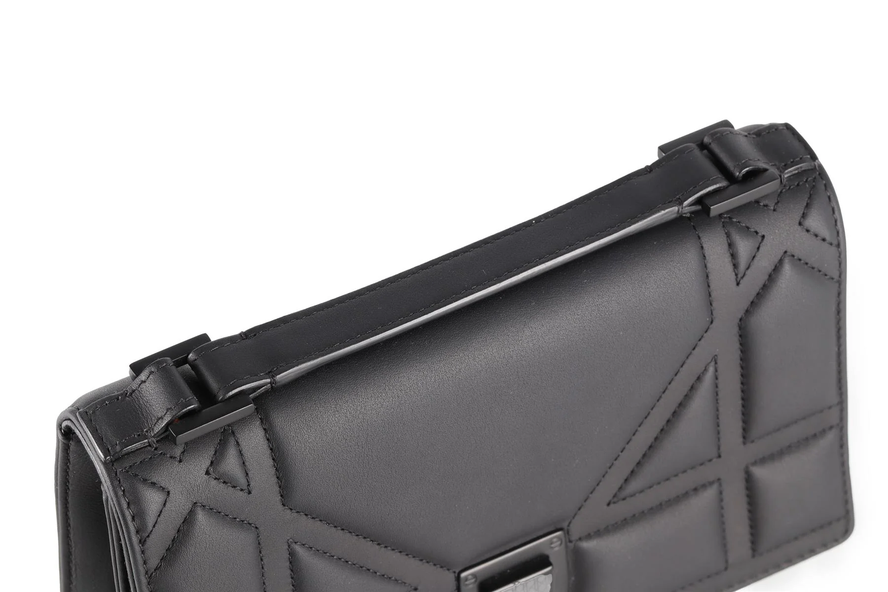 CHRISTIAN DIOR BLACK DIORAMA ULTRAMATTE LEATHER CLUTCH WITH CHAIN - Image 9