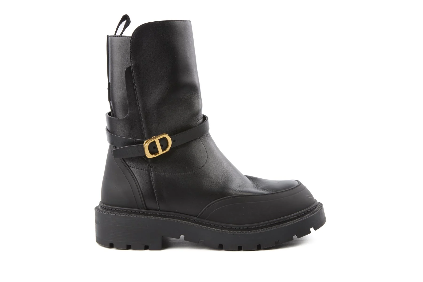 CHRISTIAN DIOR BLACK EMPREINTE LEATHER ANKLE BOOTS EU 38.5 UK 5.5 US 8.5 - Image 2