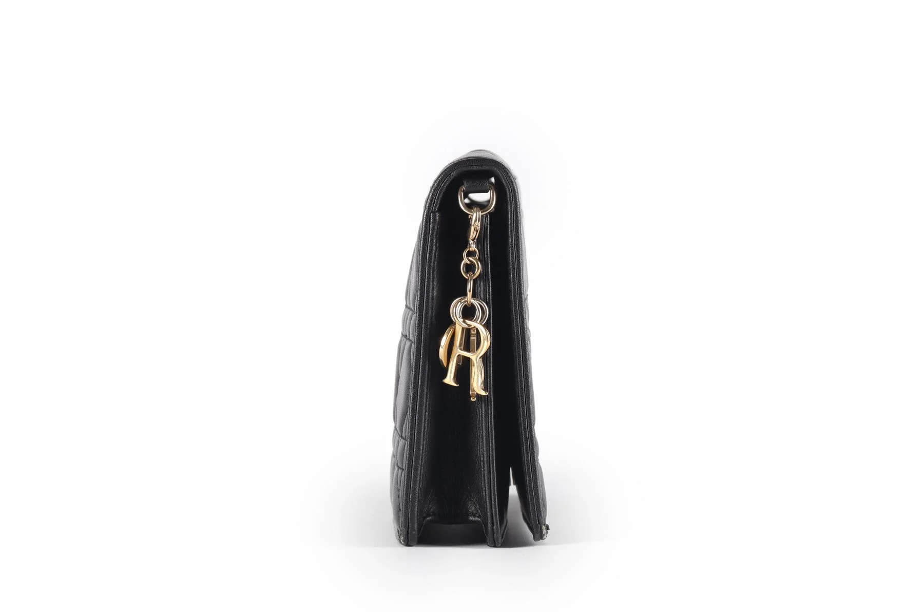 CHRISTIAN DIOR BLACK LADY DIOR WALLET ON CHAIN CANNAGE LEATHER SHOULDER BAG - Image 5