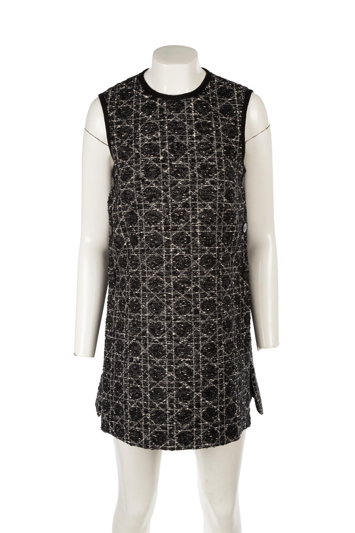 CHRISTIAN DIOR BLACK MACROCANNAGE COTTON MINI DRESS FR 36 UK 8 - Image 2