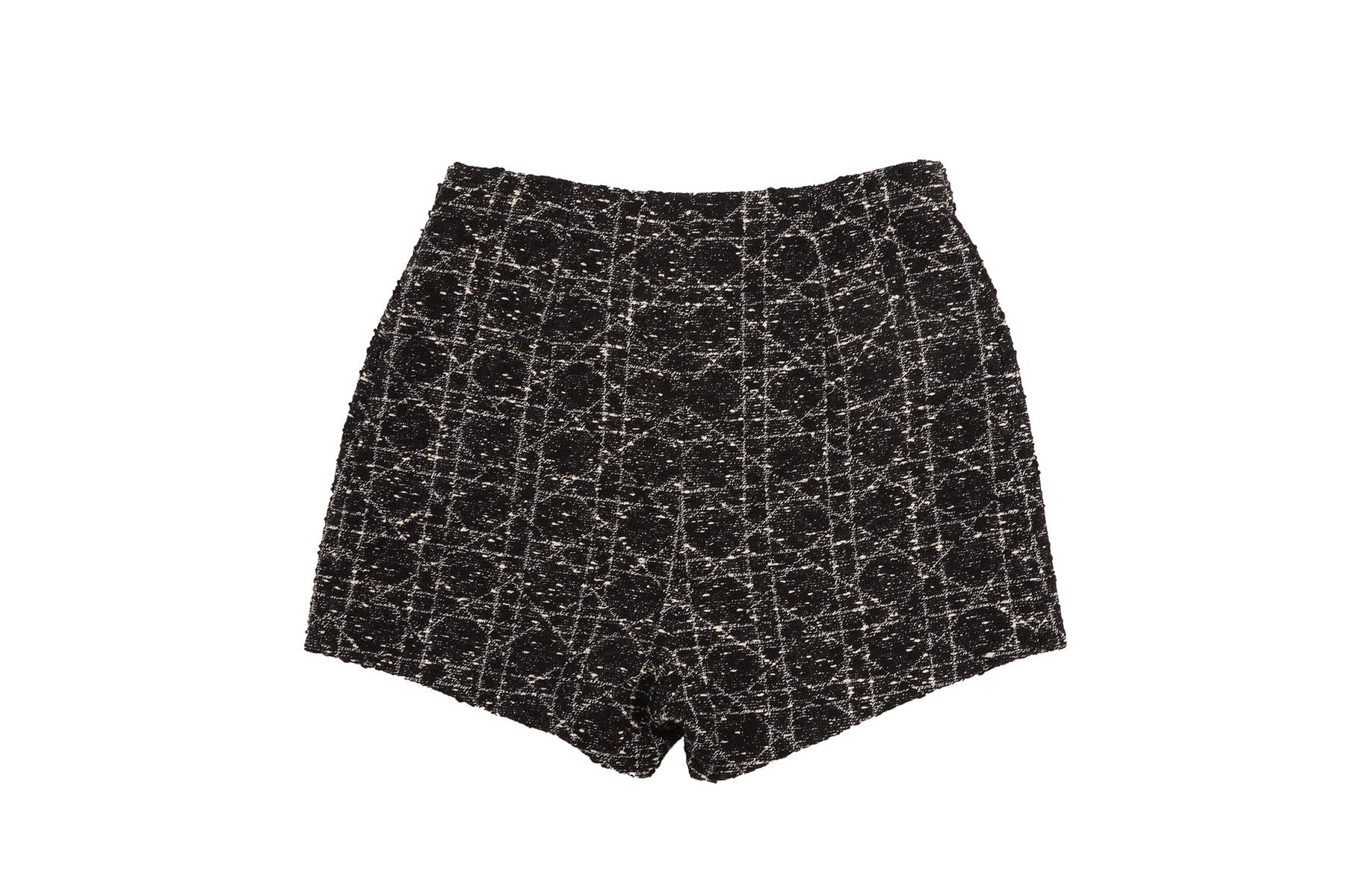 CHRISTIAN DIOR BLACK MACROCANNAGE COTTON SHORTS FR 36 UK 8 - Image 3