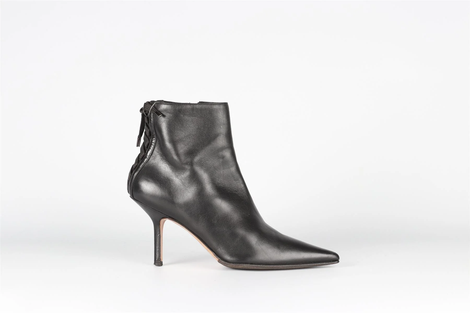 CHRISTIAN DIOR BLACK VINTAGE LEATHER ANKLE BOOTS EU 37 UK 4 US 7 - Image 2