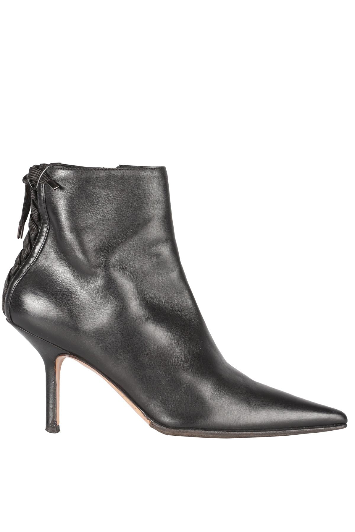 CHRISTIAN DIOR BLACK VINTAGE LEATHER ANKLE BOOTS EU 37 UK 4 US 7 - Image 7