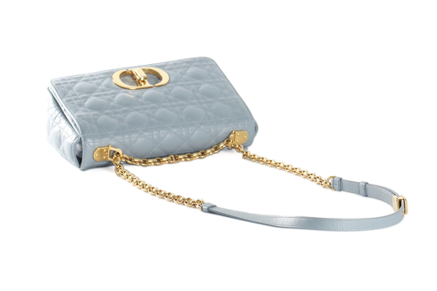 CHRISTIAN DIOR BLUE CARO MEDIUM CARO CANNAGE LEATHER SHOULDER BAG - Image 10