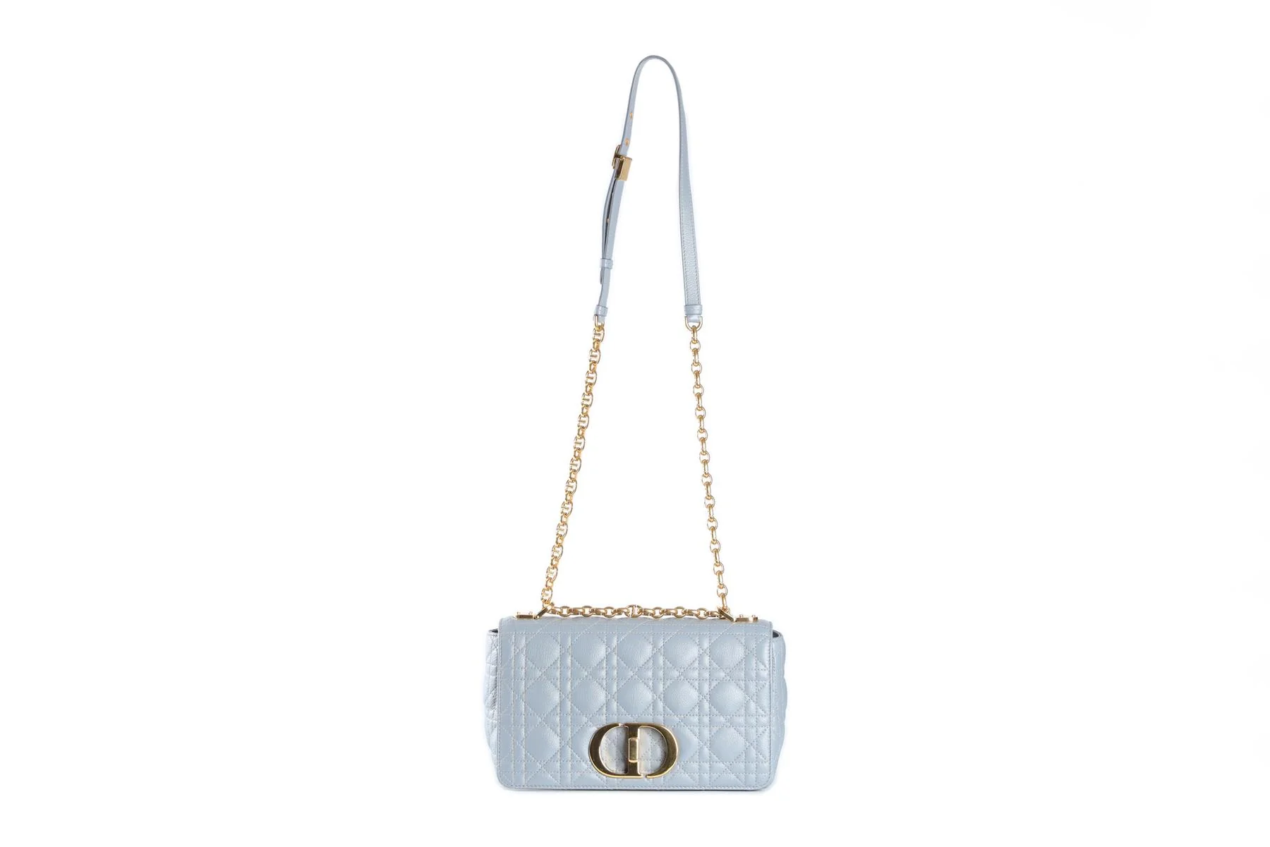 CHRISTIAN DIOR BLUE CARO MEDIUM CARO CANNAGE LEATHER SHOULDER BAG - Image 3