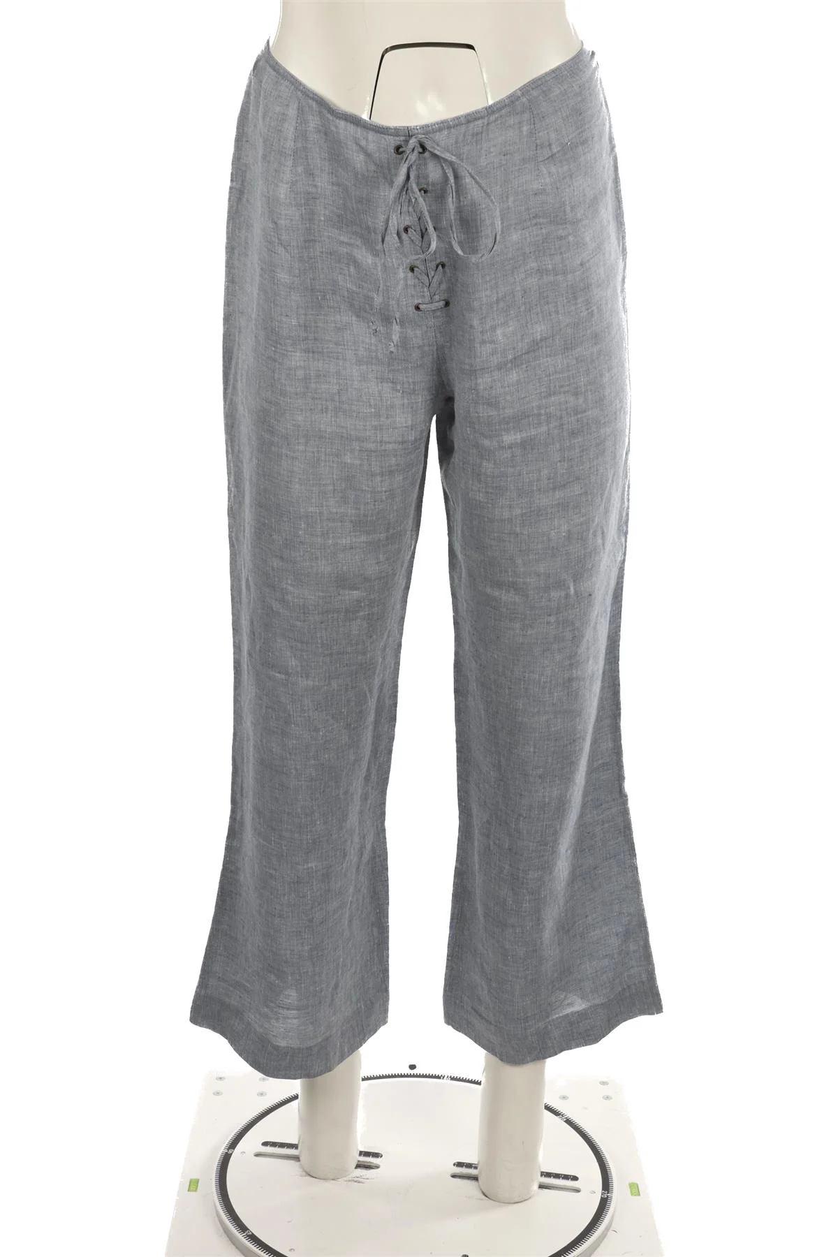 CHRISTIAN DIOR BLUE LINEN STRAIGHT LEG PANTS FR 38 UK 10 - Image 2