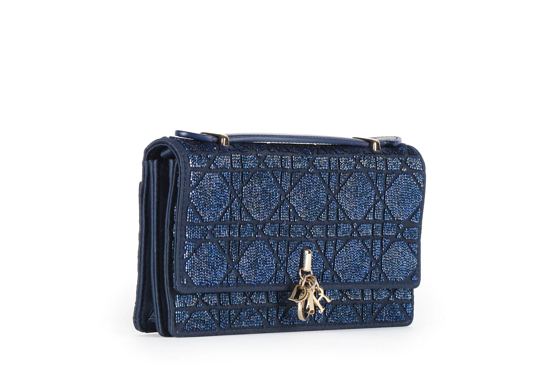 CHRISTIAN DIOR BLUE MY DIOR MINI BEAD AND SATIN CLUTCH - Image 4