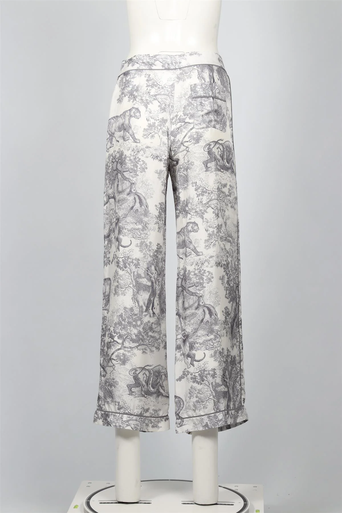 CHRISTIAN DIOR BLUE SILK WIDE LEG PANTS FR 34 UK 6 - Image 4