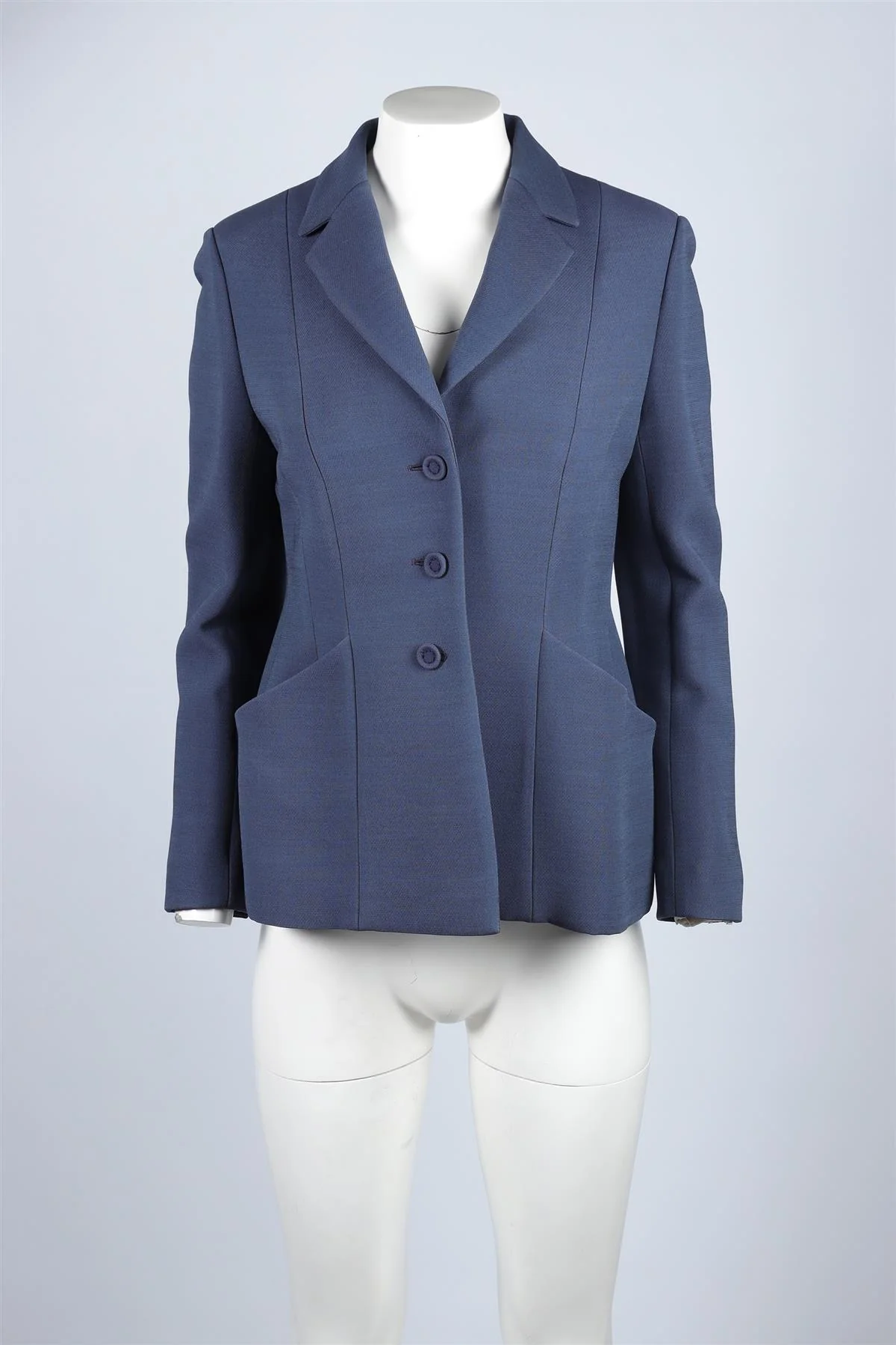 CHRISTIAN DIOR BLUE WOOL BLAZER FR 40 UK 12 - Image 2