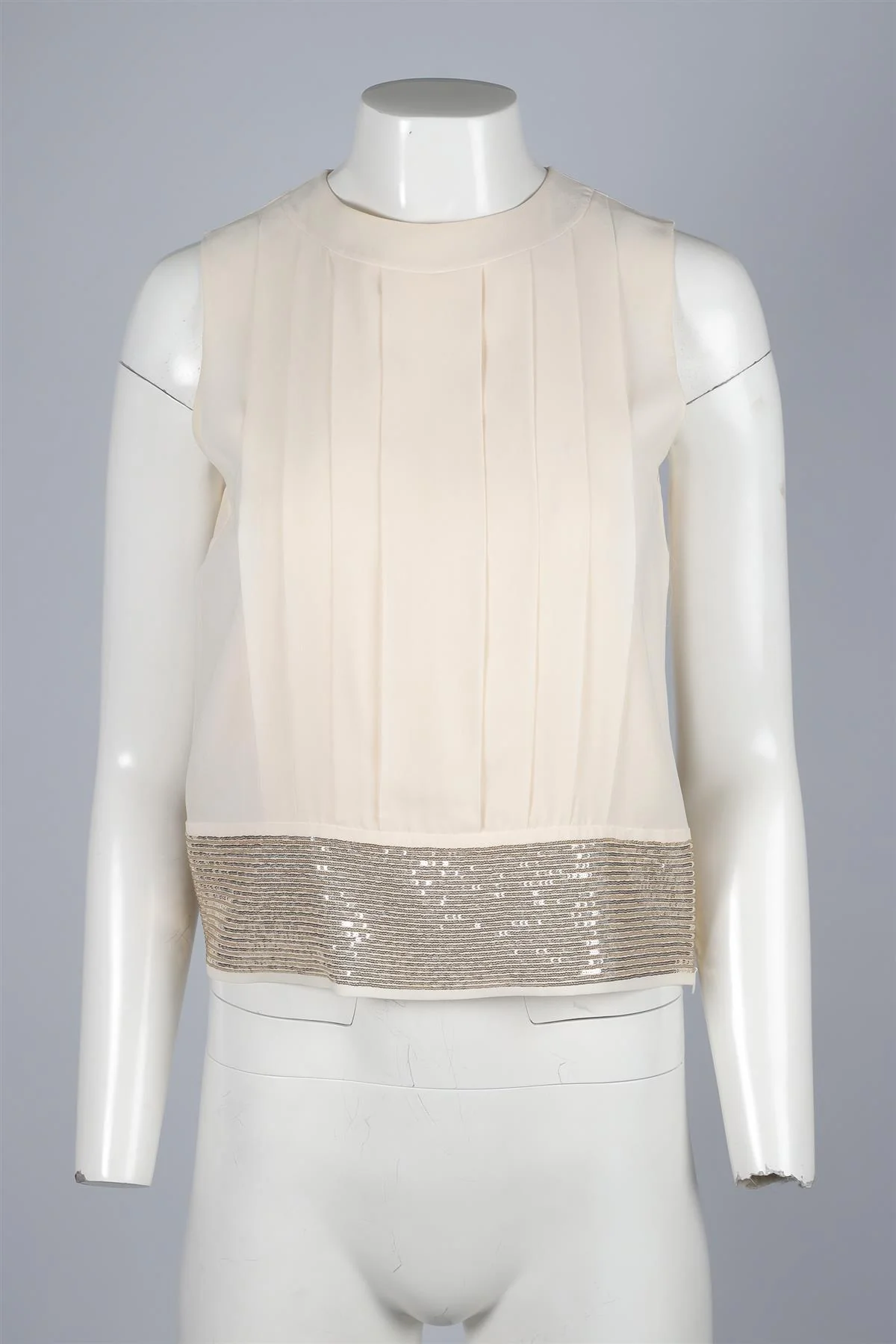 CHRISTIAN DIOR CREAM CREPE TOP FR 34 UK 6 - Image 2