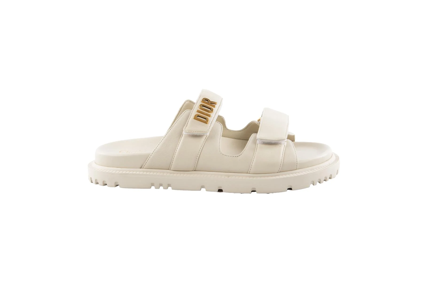 CHRISTIAN DIOR CREAM DIORACT LEATHER SLIDES EU 38 UK 5 US 8 - Image 2