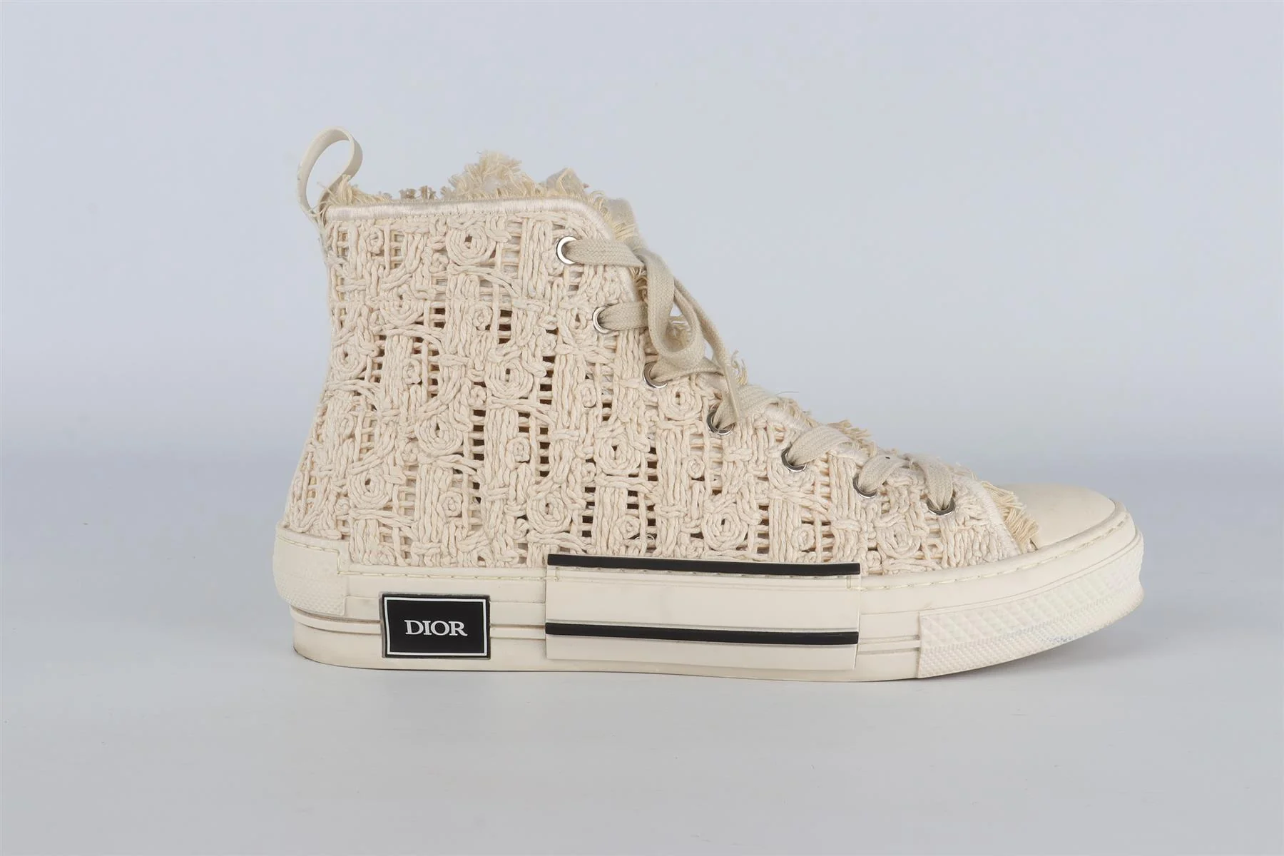 CHRISTIAN DIOR CREAM MEN'S B23 MACRAMÉ SNEAKERS EU 44 UK 10 US 11 - Image 2