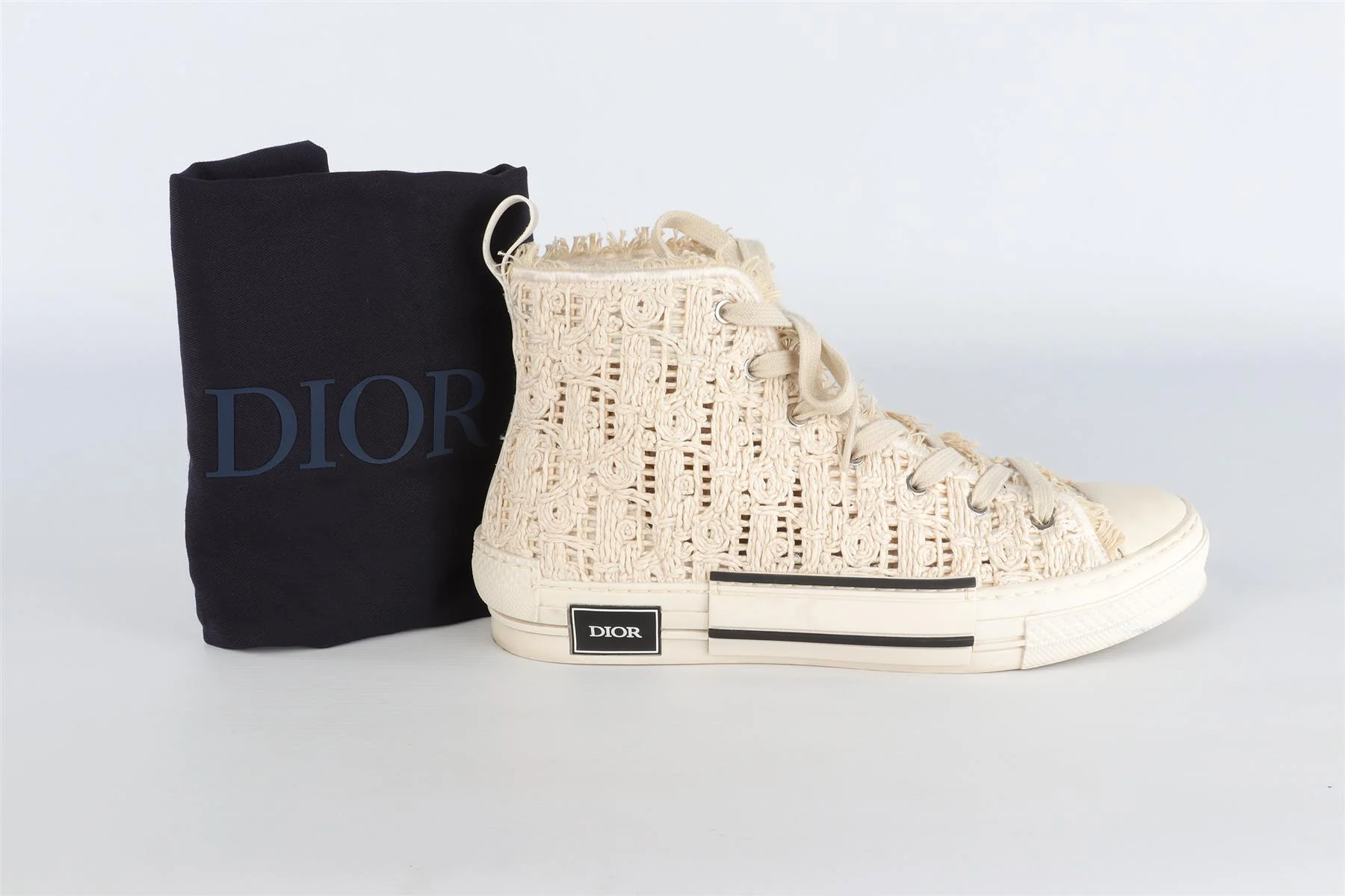CHRISTIAN DIOR CREAM MEN'S B23 MACRAMÉ SNEAKERS EU 44 UK 10 US 11 - Image 7