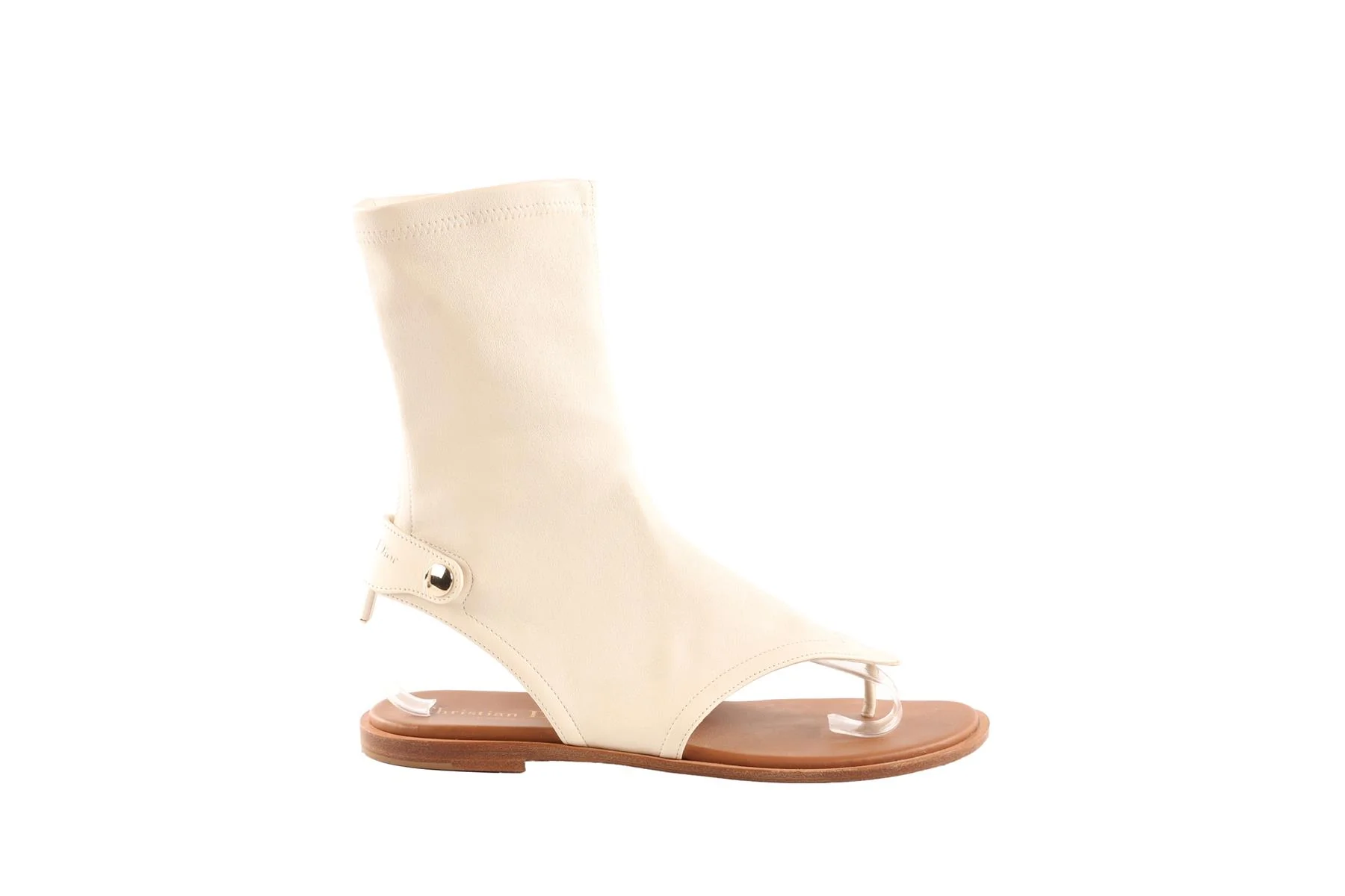 CHRISTIAN DIOR CREAM SPORIT LEATHER THONG SANDALS EU 36 UK 3 US 6 - Image 2