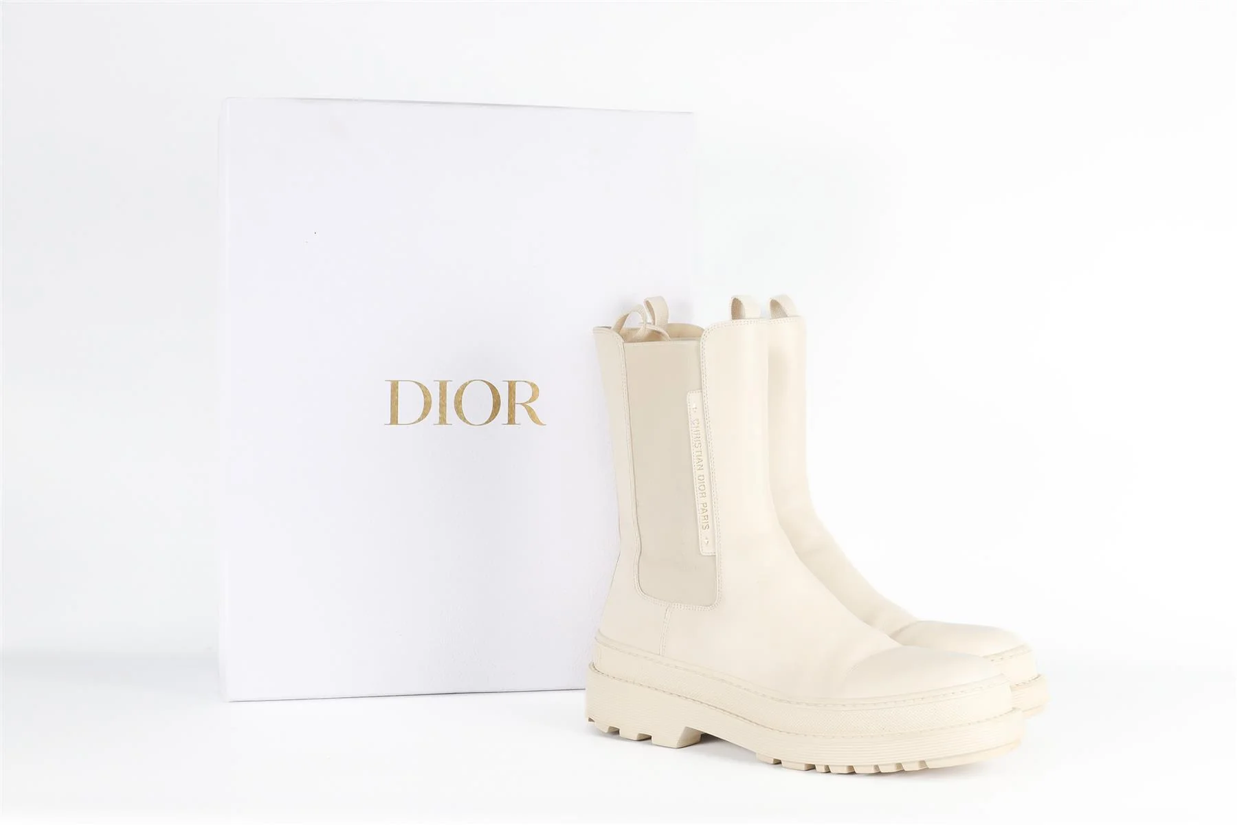 CHRISTIAN DIOR ECRU TRIAL LEATHER ANKLE BOOTS EU 41, UK 8, US 11 - Image 7