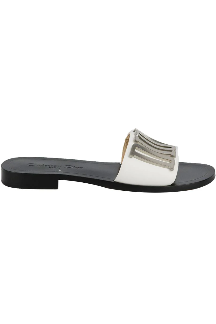 CHRISTIAN DIOR EVOLUTION LOGO EMBELLISHED LEATHER SLIDES EU 38 UK 5 US 8