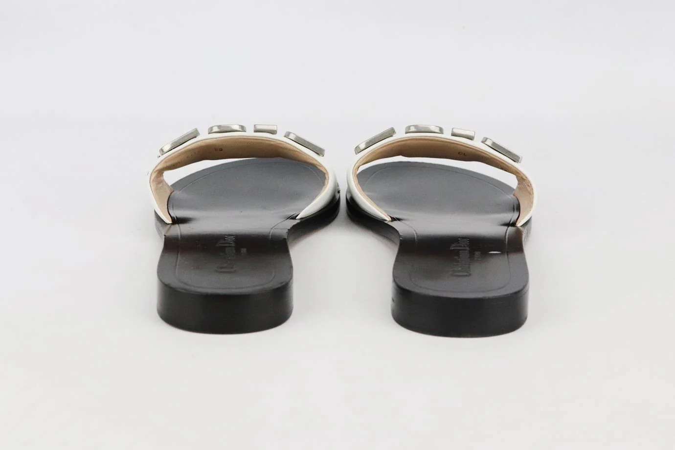 CHRISTIAN DIOR EVOLUTION LOGO EMBELLISHED LEATHER SLIDES EU 38 UK 5 US 8 - Image 4