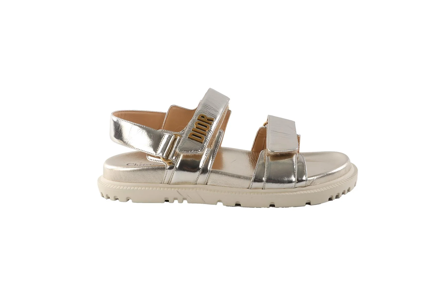 CHRISTIAN DIOR GOLD DIORACT LEATHER SANDALS EU 38 UK 5 US 8 - Image 2