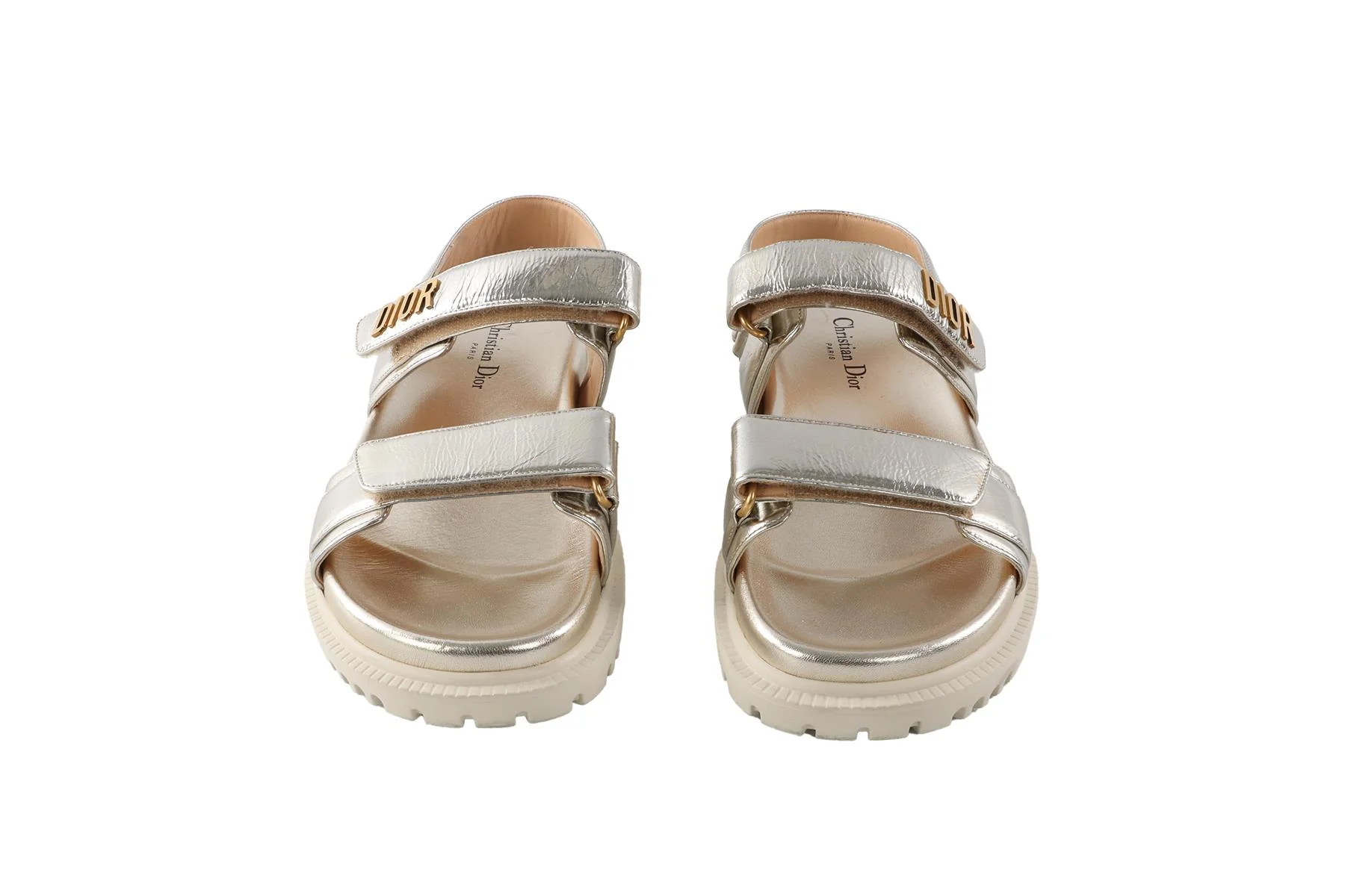 CHRISTIAN DIOR GOLD DIORACT LEATHER SANDALS EU 38 UK 5 US 8 - Image 3