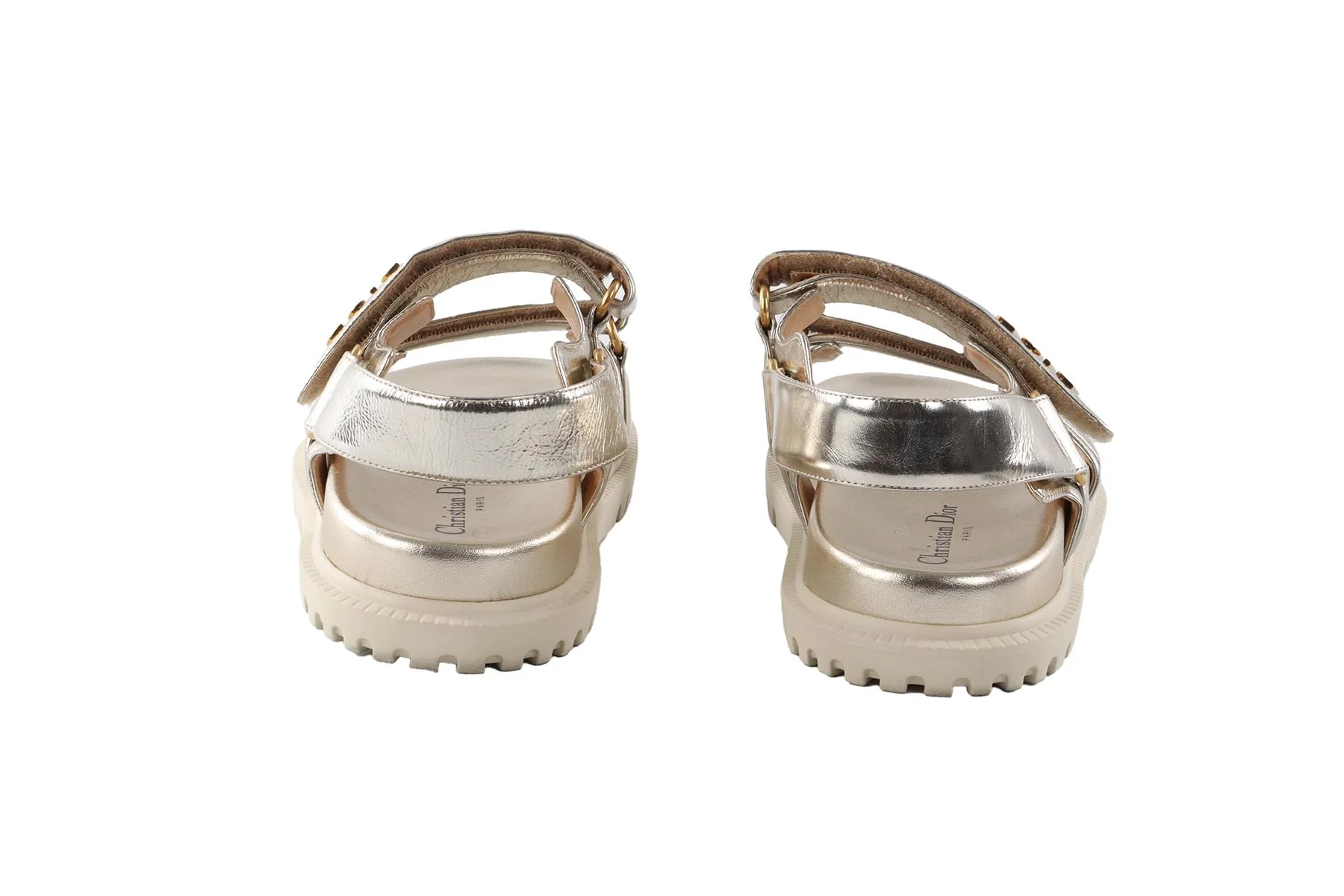 CHRISTIAN DIOR GOLD DIORACT LEATHER SANDALS EU 38 UK 5 US 8 - Image 5