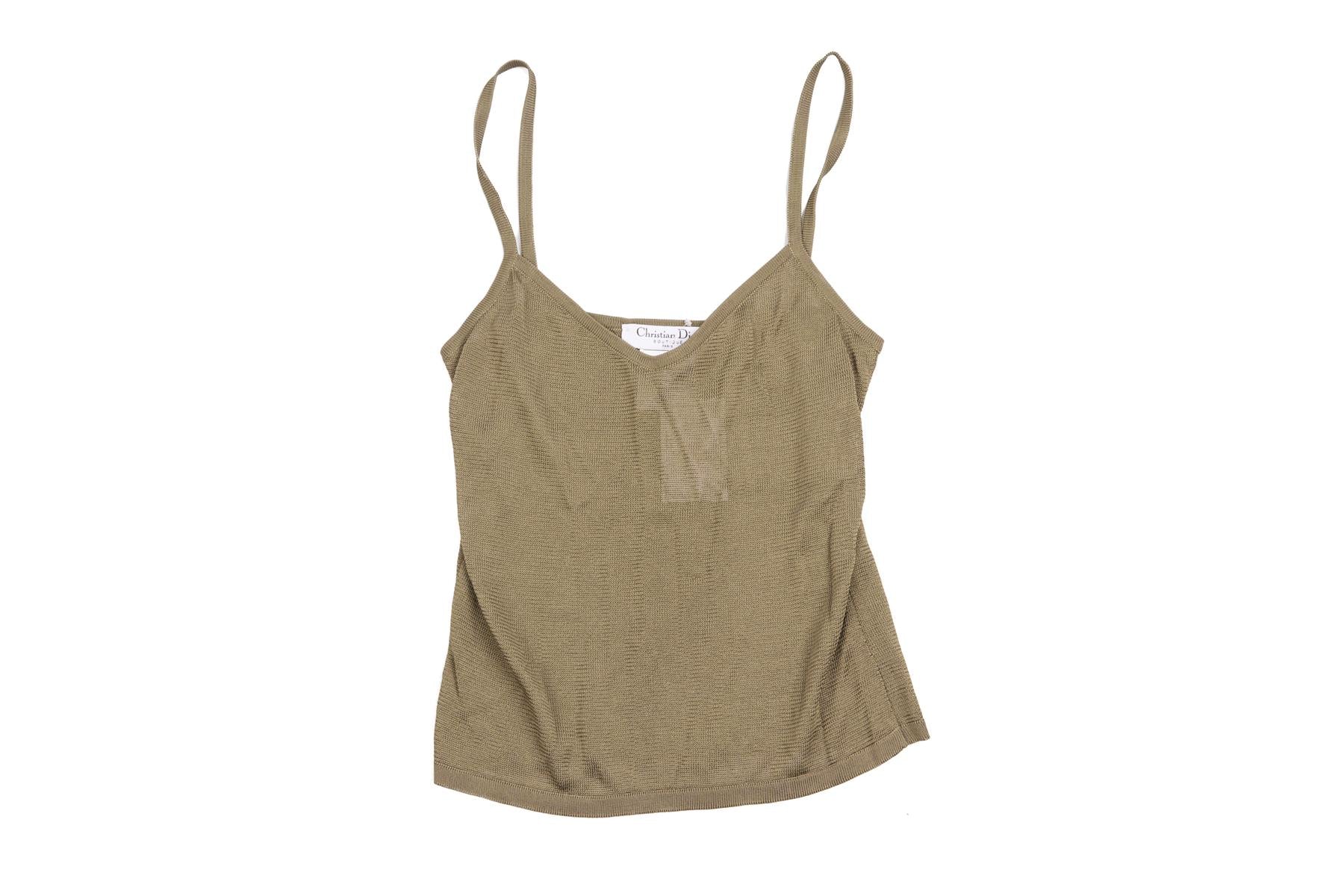 CHRISTIAN DIOR GREEN KNIT TOP FR 36 UK 8 - Image 2