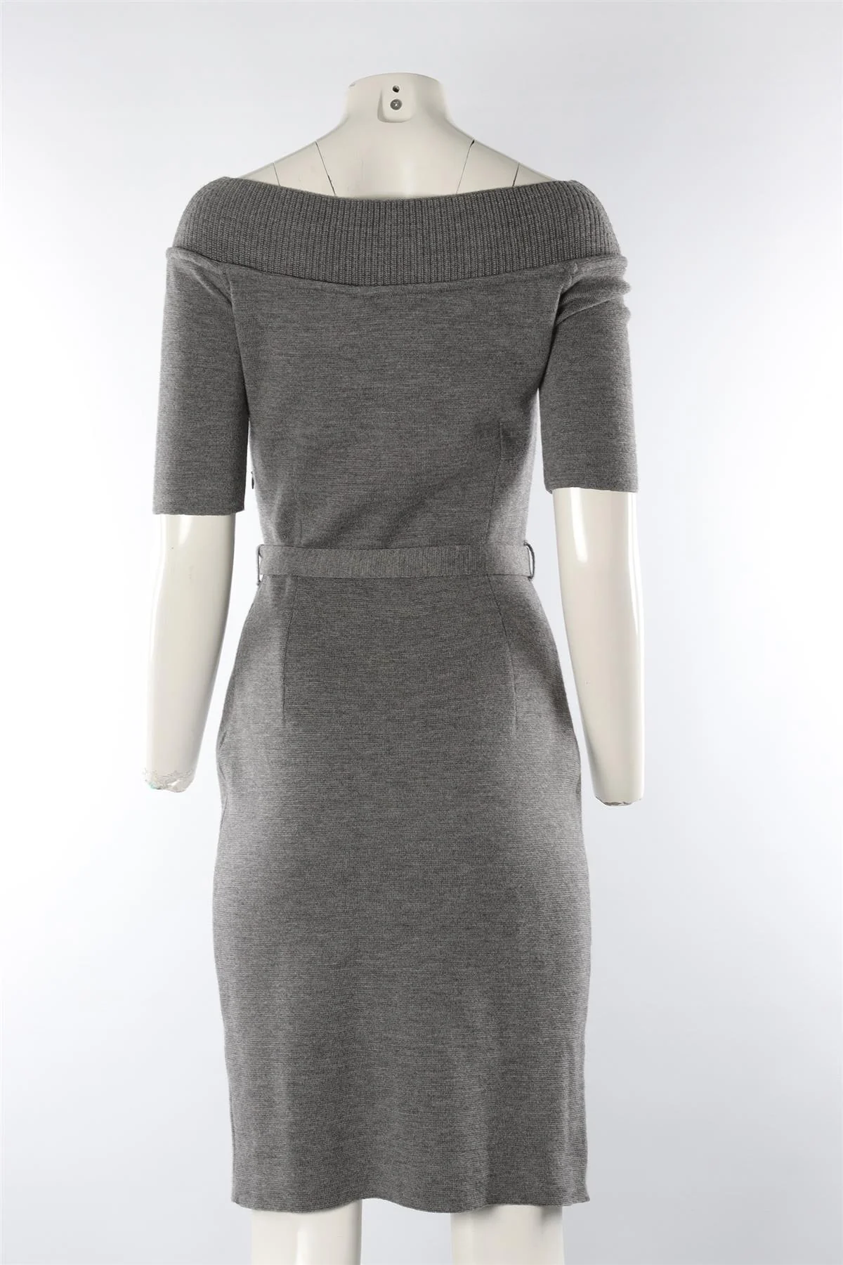CHRISTIAN DIOR GREY WOOL MIDI DRESS FR 38 UK 10 - Image 4