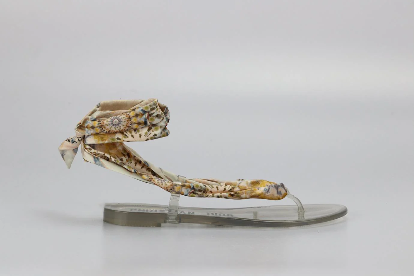 CHRISTIAN DIOR KALEIDIORSCOPE SILK AND RUBBER SANDALS EU 38 UK 5 US 8 - Image 2