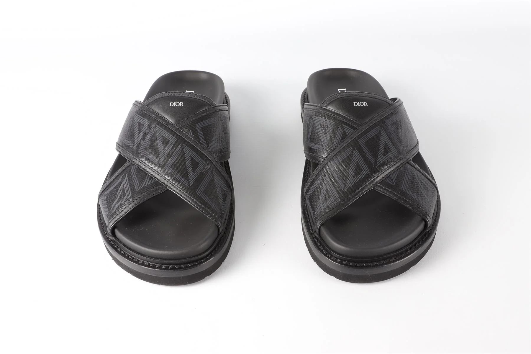 CHRISTIAN DIOR MEN'S BLACK AQUA LEATHER SANDALS EU 42 UK 8 US 9 - Image 3