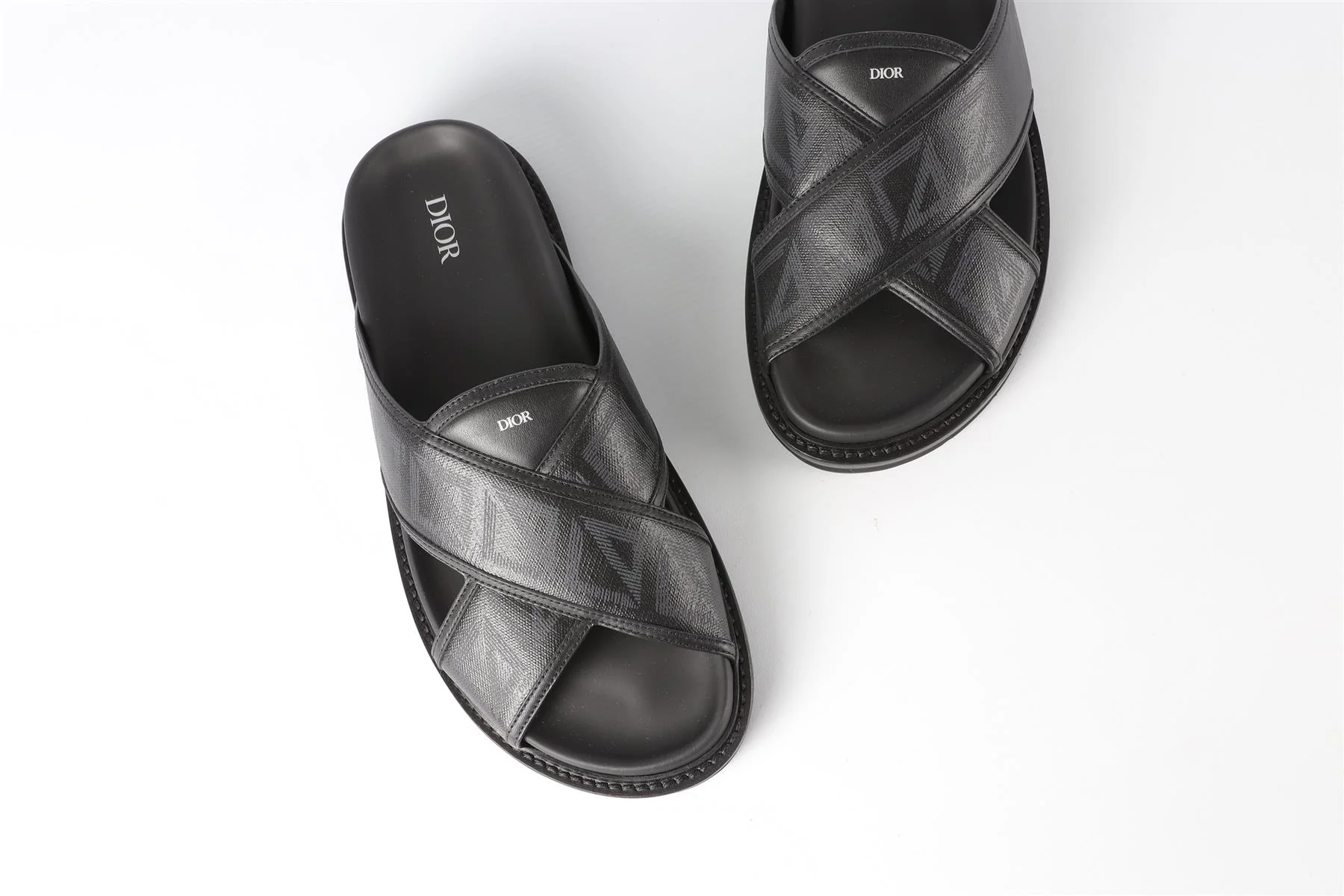 CHRISTIAN DIOR MEN'S BLACK AQUA LEATHER SANDALS EU 42 UK 8 US 9 - Image 4