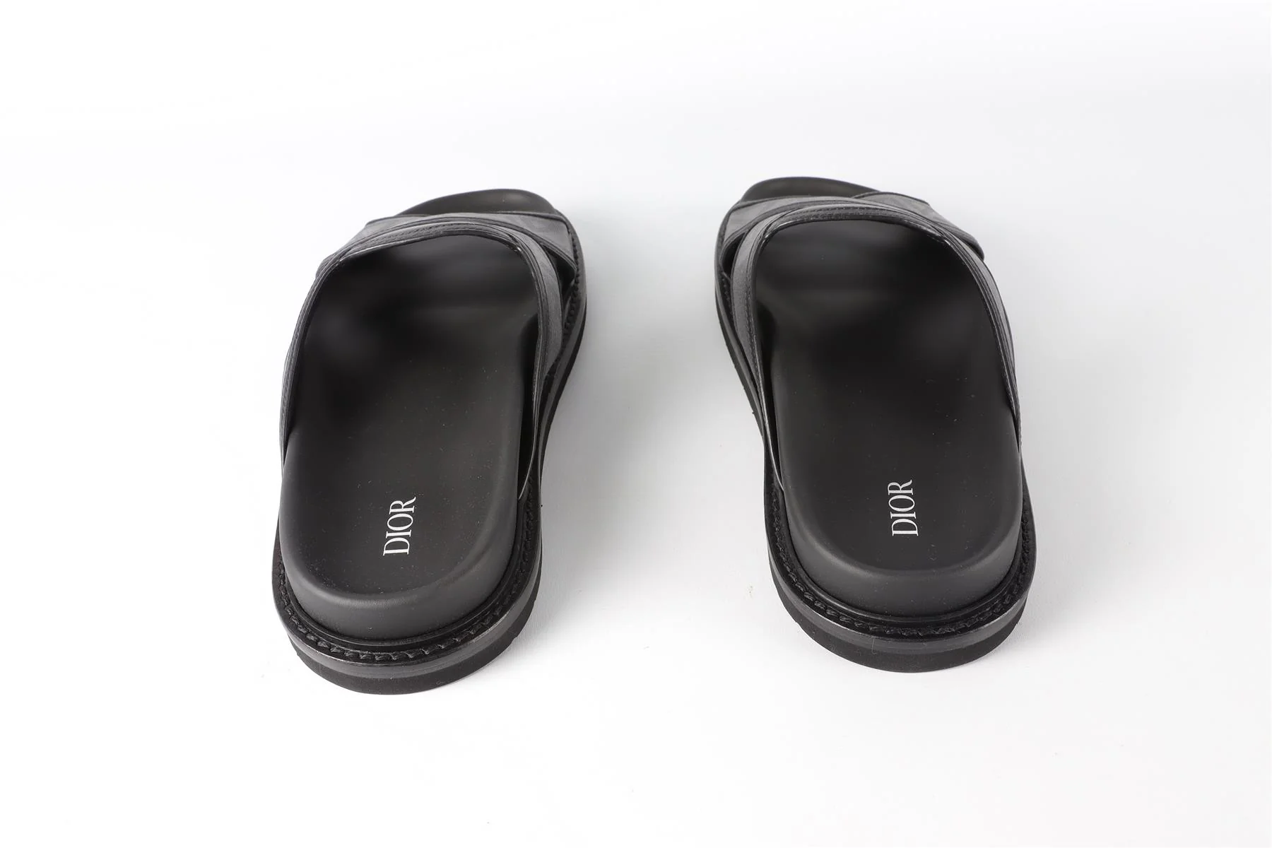 CHRISTIAN DIOR MEN'S BLACK AQUA LEATHER SANDALS EU 42 UK 8 US 9 - Image 5