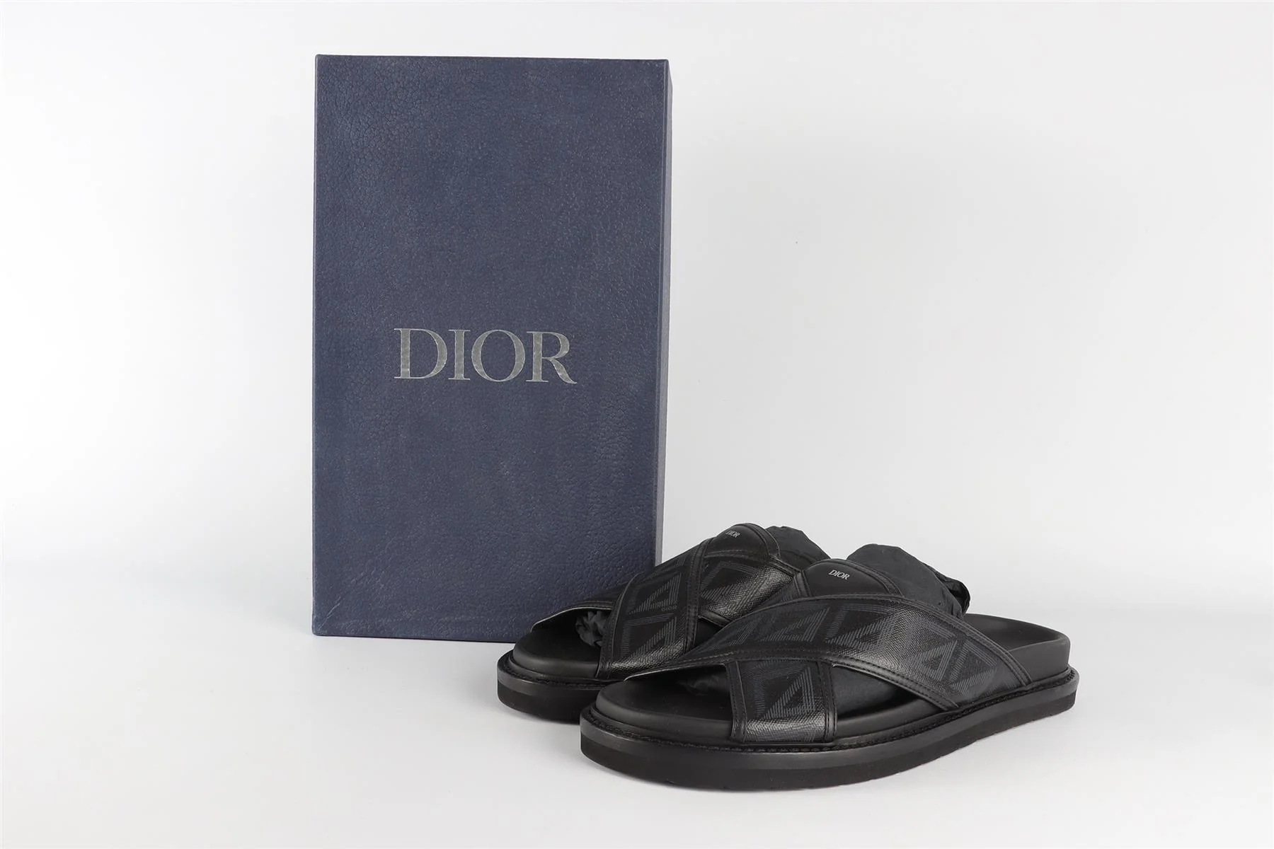 CHRISTIAN DIOR MEN'S BLACK AQUA LEATHER SANDALS EU 42 UK 8 US 9 - Image 7