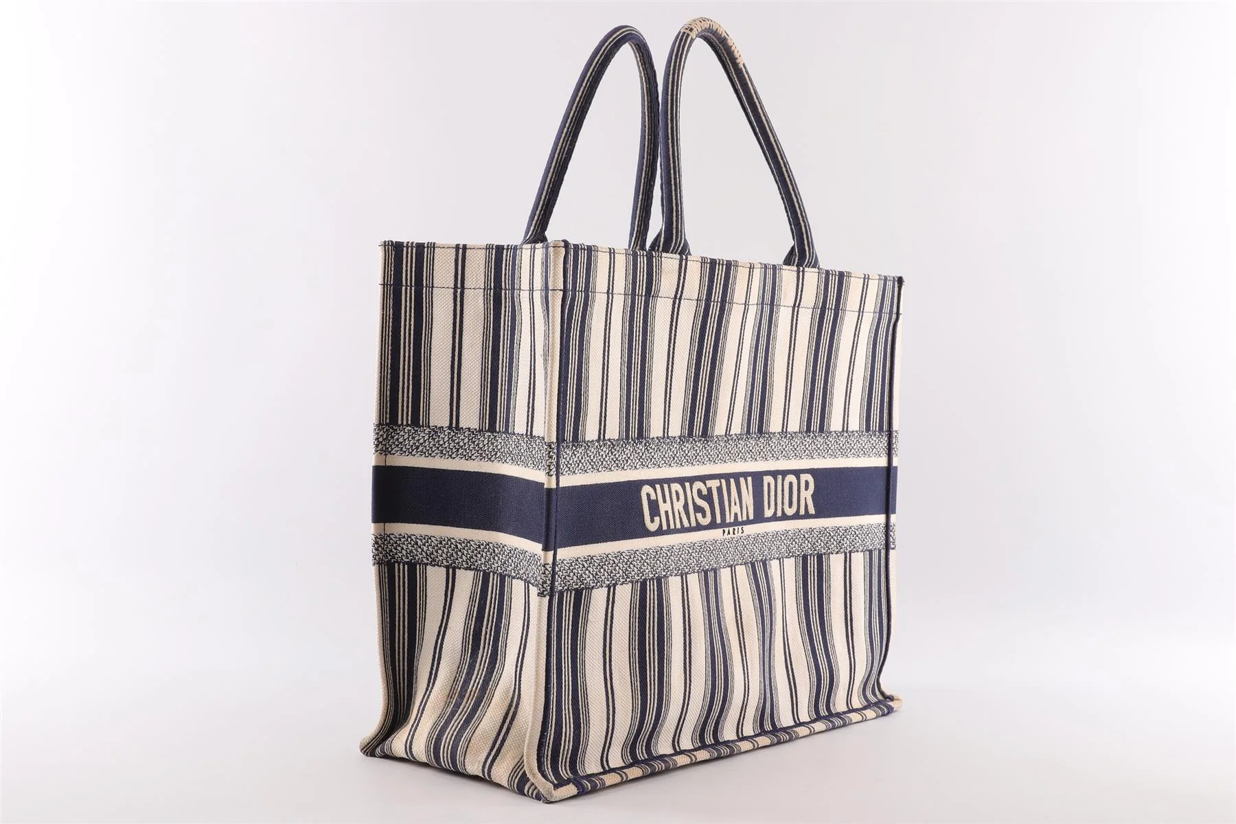 CHRISTIAN DIOR NAVY BOOK LARGE DIORIVIERA CANVAS TOTE BAG - Image 3