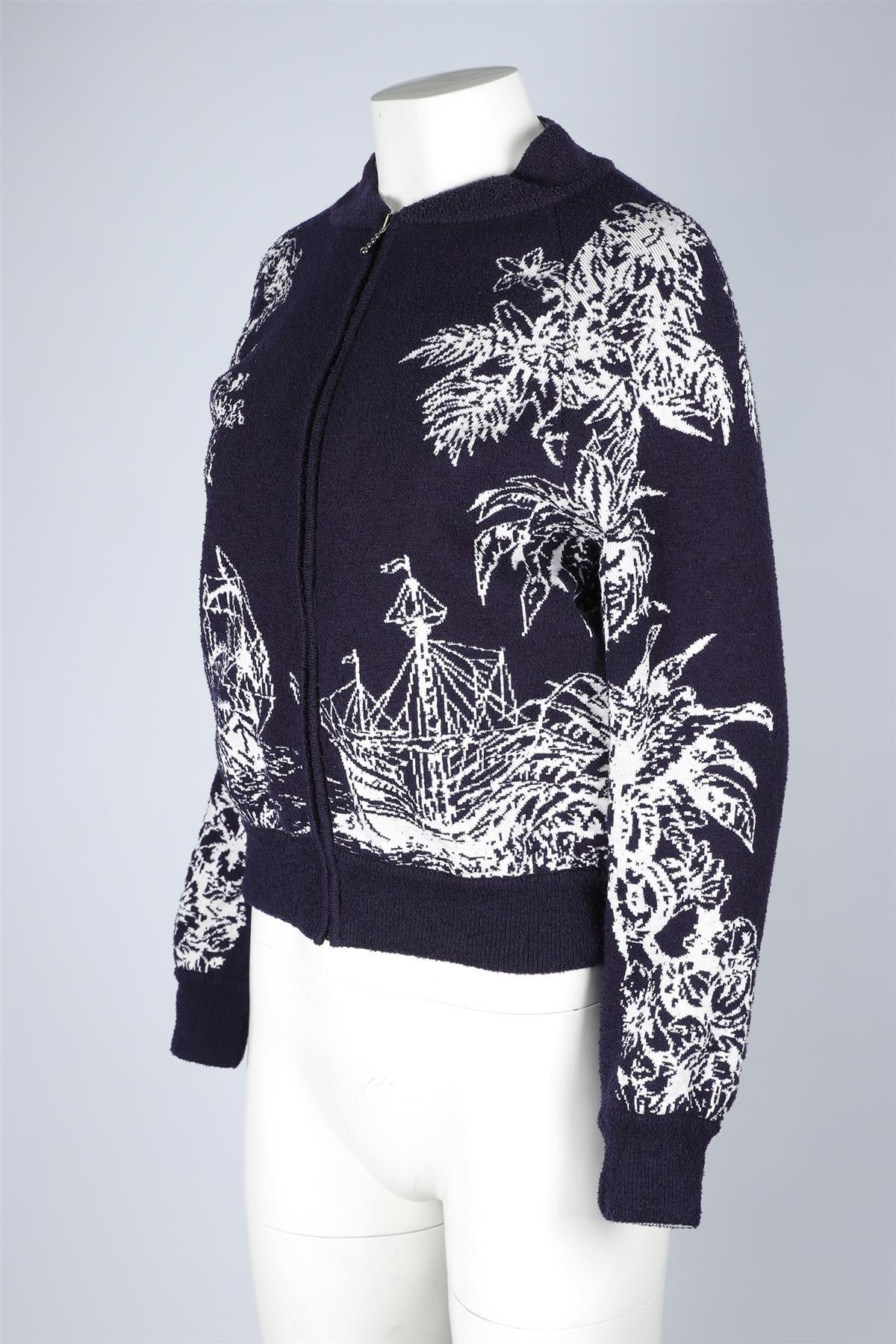CHRISTIAN DIOR NAVY COTTON JACKET FR 38 UK 10 - Image 3