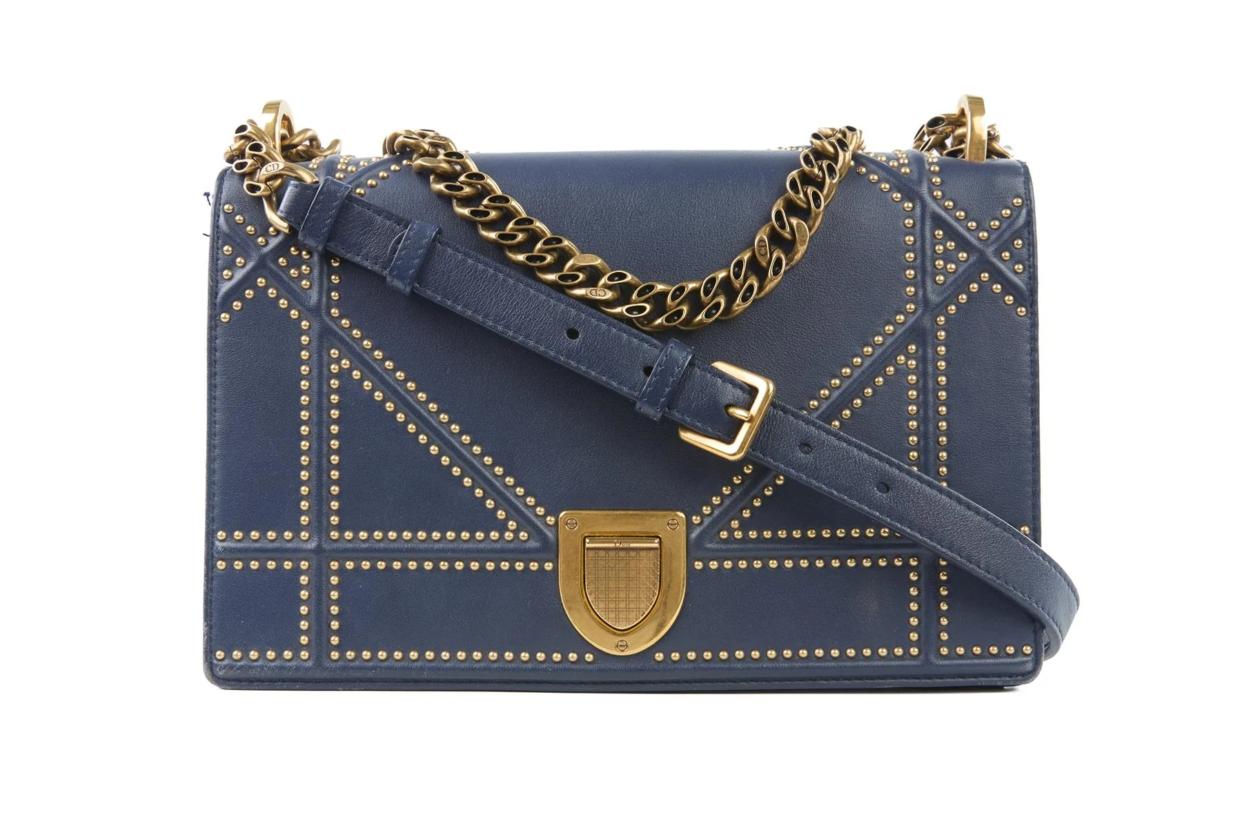 CHRISTIAN DIOR NAVY DIORAMA MEDIUM LEATHER SHOULDER BAG - Image 2