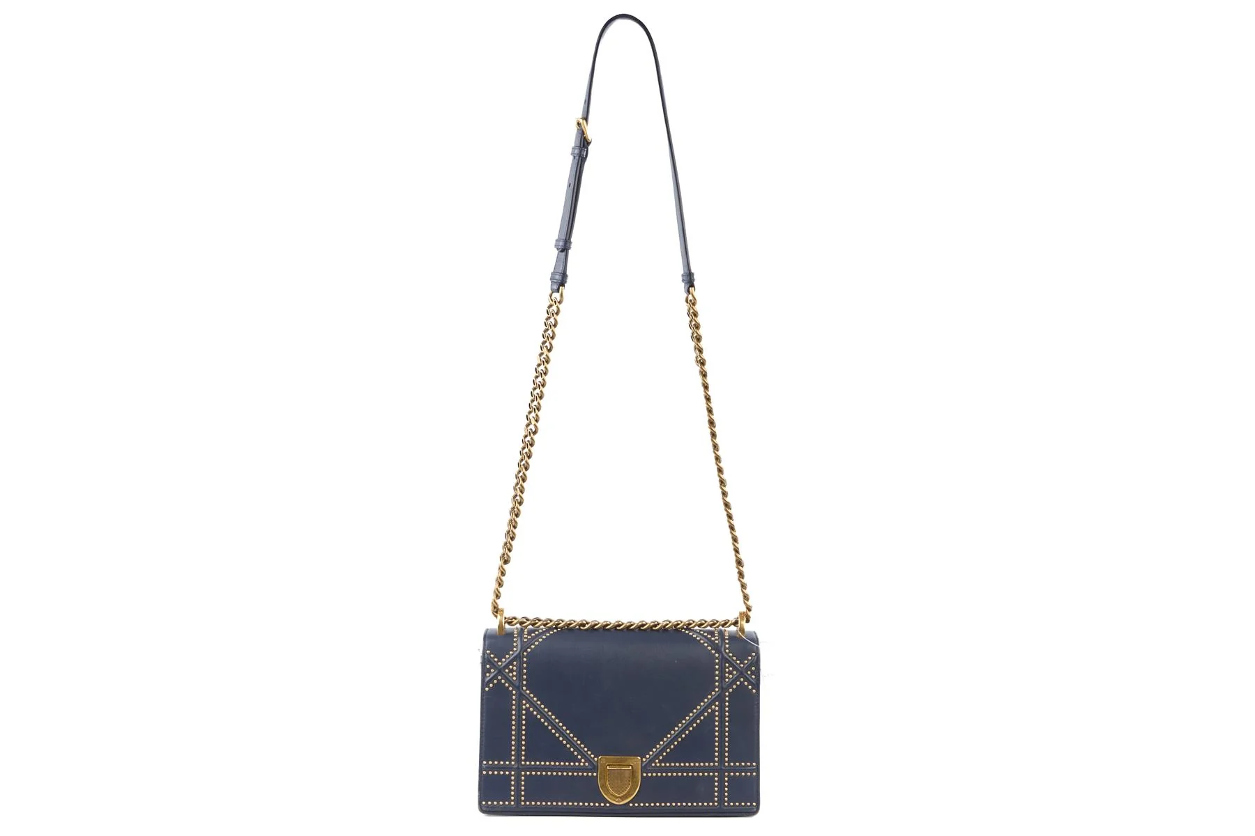 CHRISTIAN DIOR NAVY DIORAMA MEDIUM LEATHER SHOULDER BAG - Image 3
