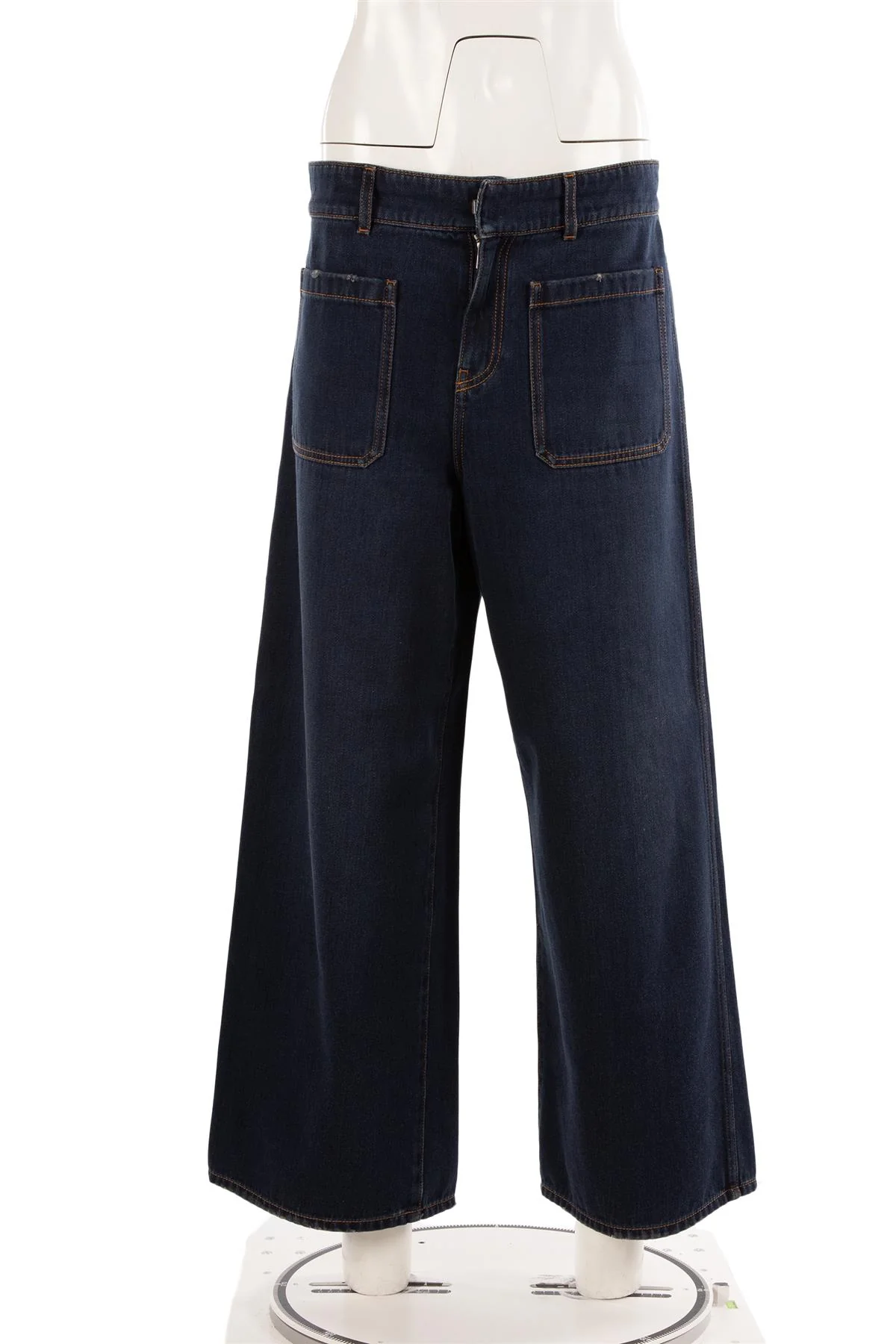 CHRISTIAN DIOR NAVY HIGH RISE WIDE LEG JEANS FR 40 UK 12 - Image 2